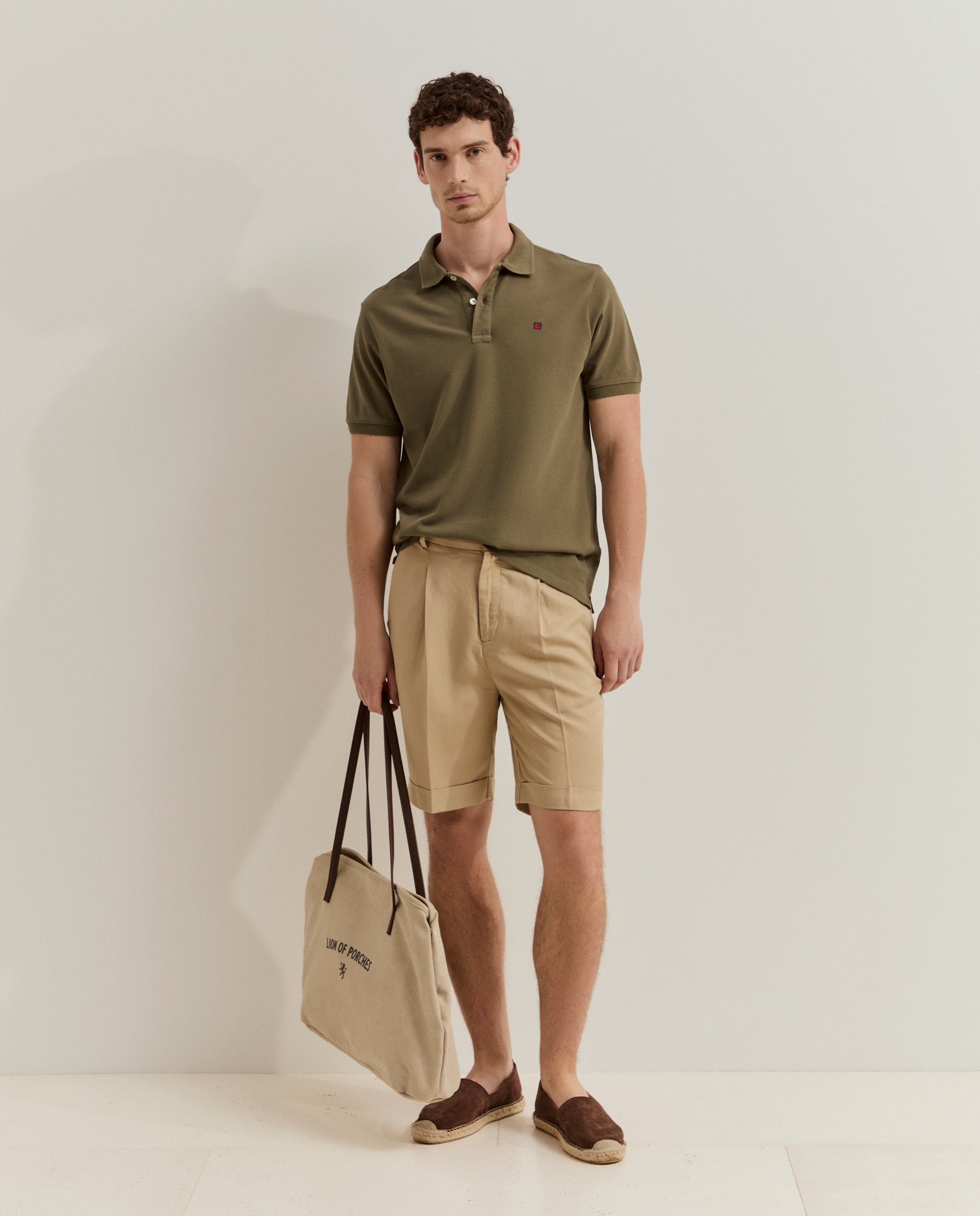 Polo de manga corta de hombre en algodón - Lion of Porches - Verde Verde-1