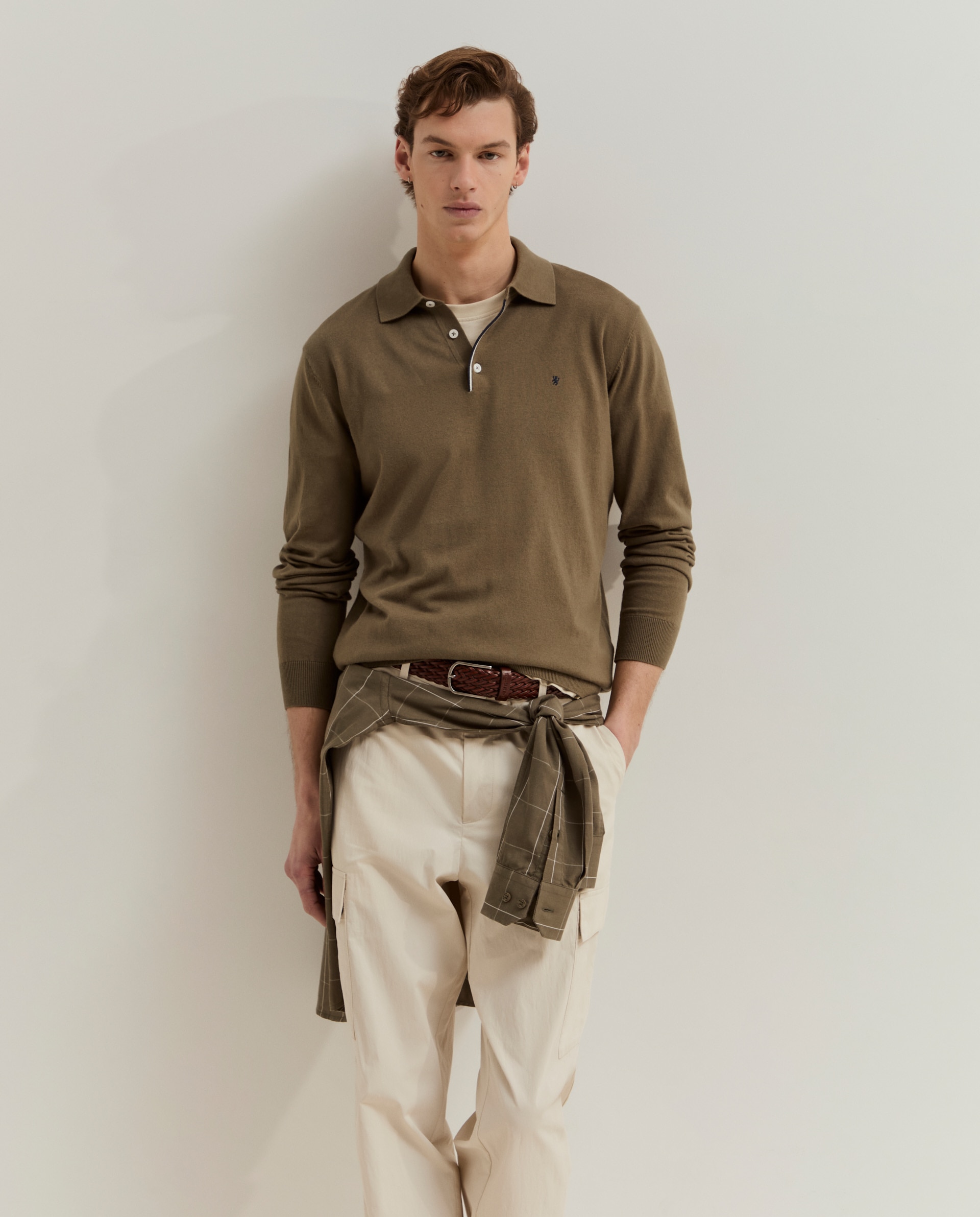 Polo de manga larga en algodón y cashmere en - Lion of Porches - Verde Verde-1