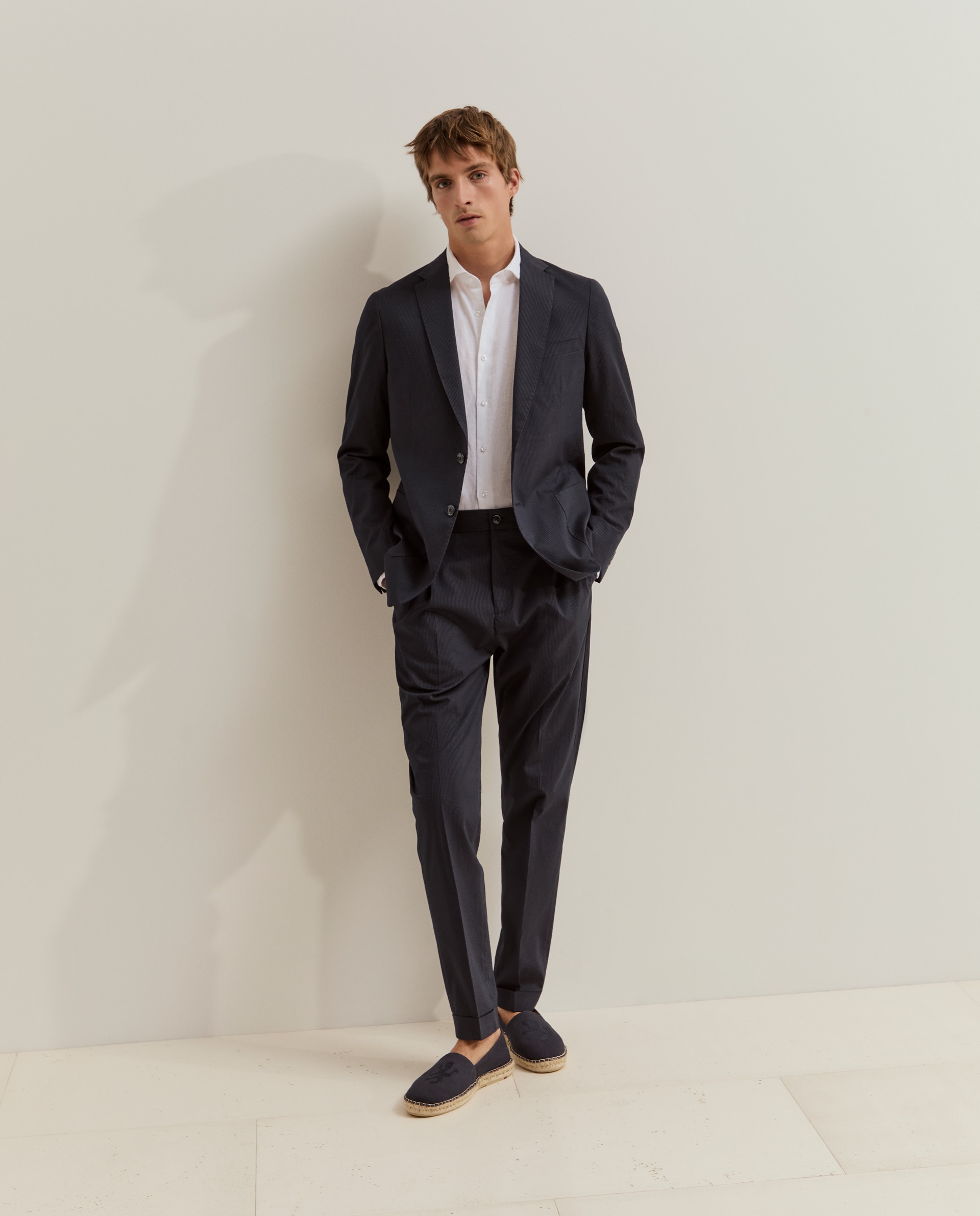 Imagen 0 de Pantalones de hombre chino con estampado de raya diplomática Azul marino
