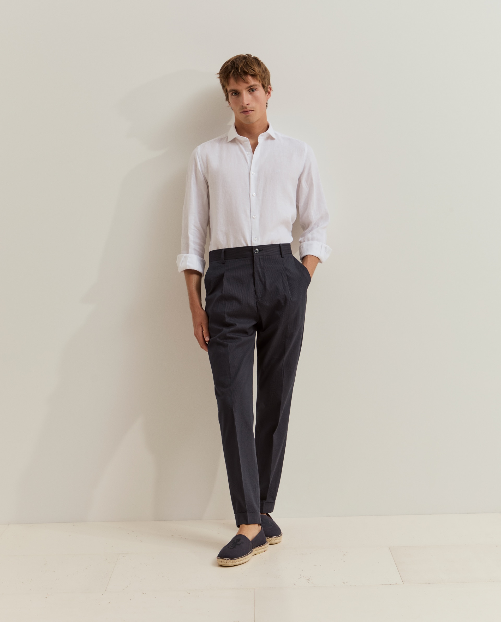 Pantalones de hombre chino con estampado de raya diplomática - Lion of Porches - Azul marino Azul marino-3