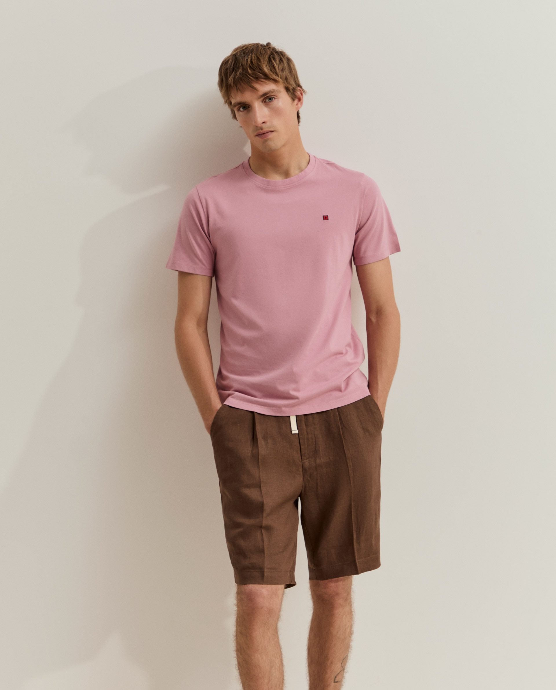Camiseta de manga corta de hombre en algodón - Lion of Porches - Rosa Rosa-4