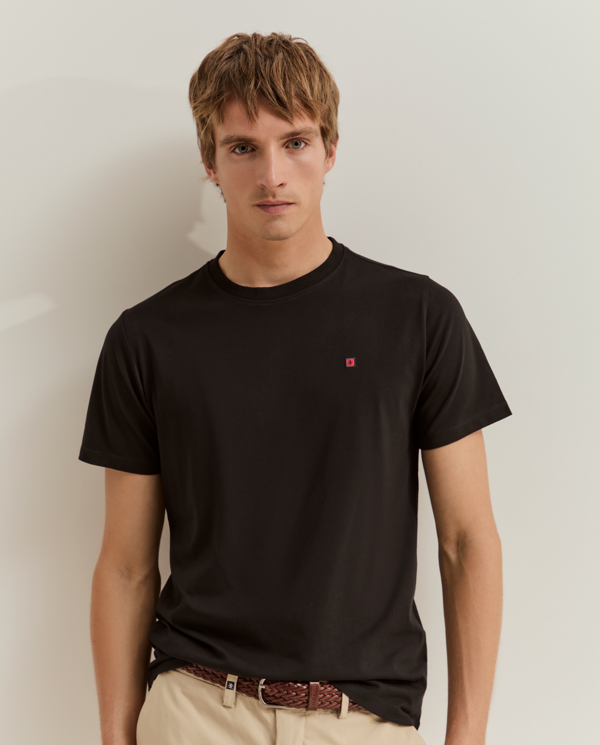 Camiseta básica de hombre en algodón de color negra - Lion of Porches - Negro Negro-2