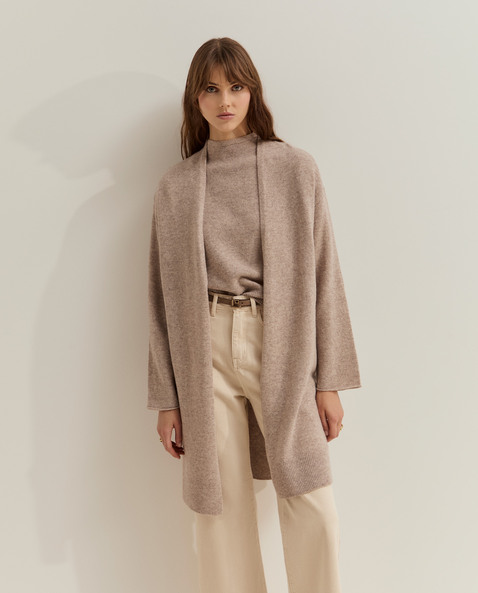 Chaqueta de mujer en punto de lana - Lion of Porches - Beige Beige-4