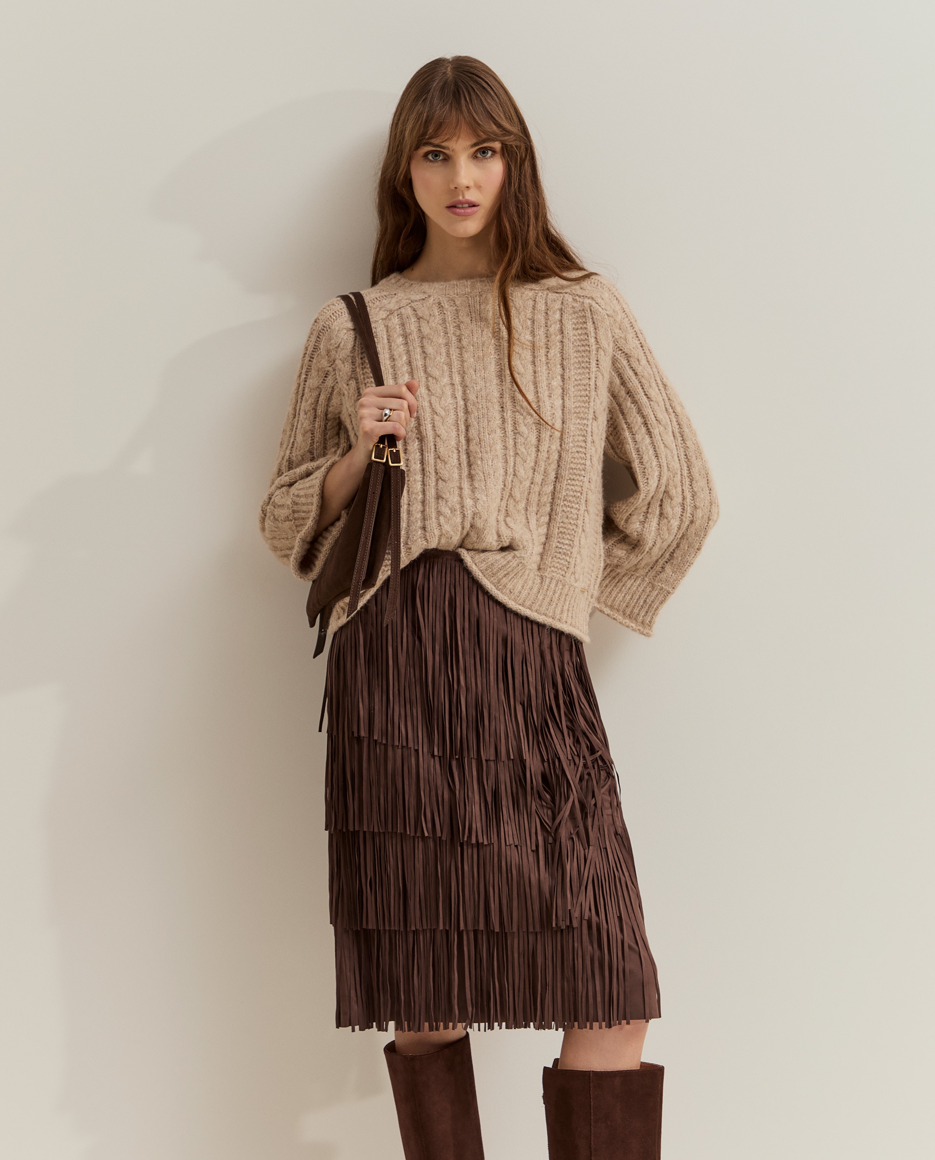 Jersey de mujer estructura con lana - Lion of Porches - Beige Beige-1