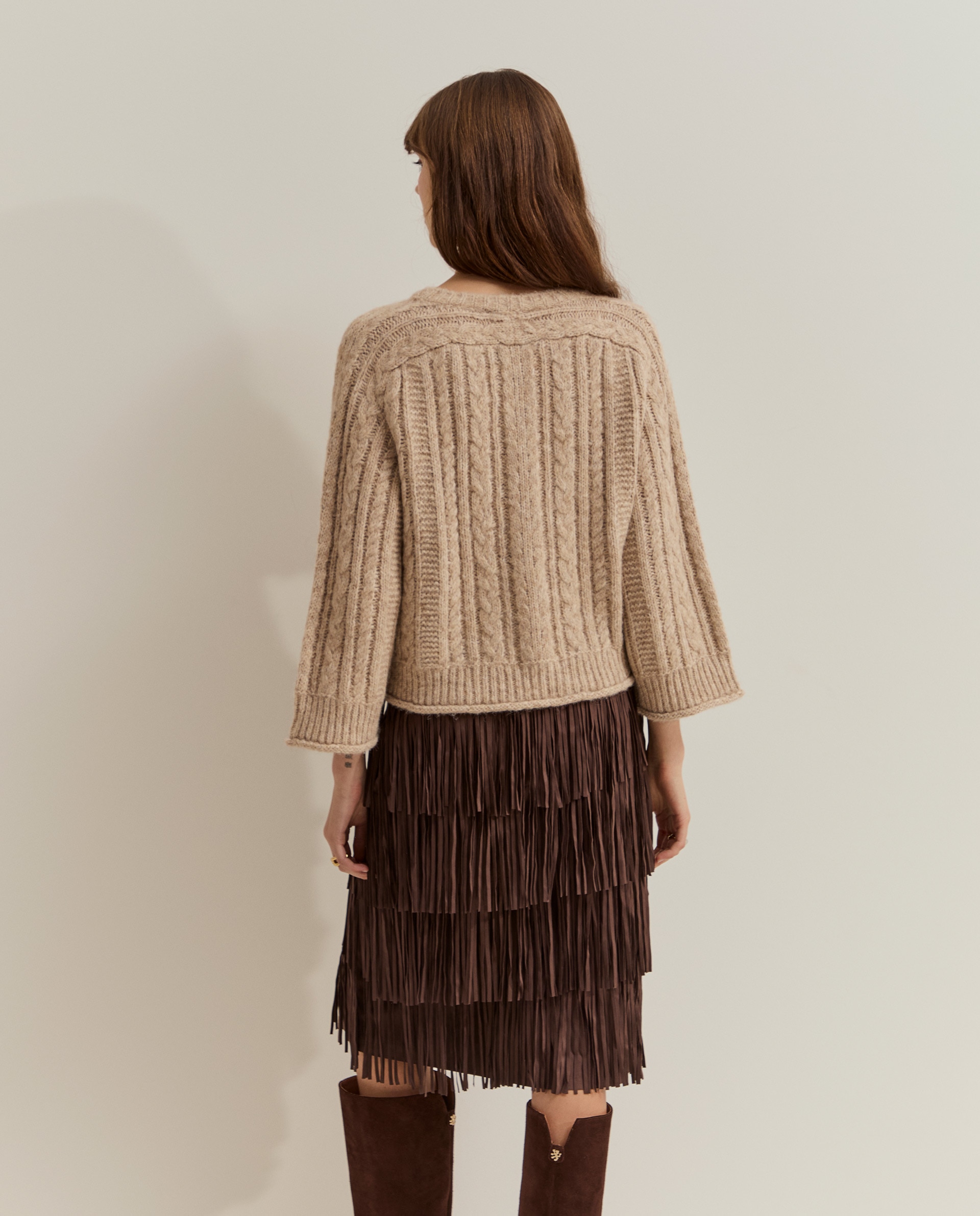 Jersey de mujer estructura con lana - Lion of Porches - Beige Beige-3