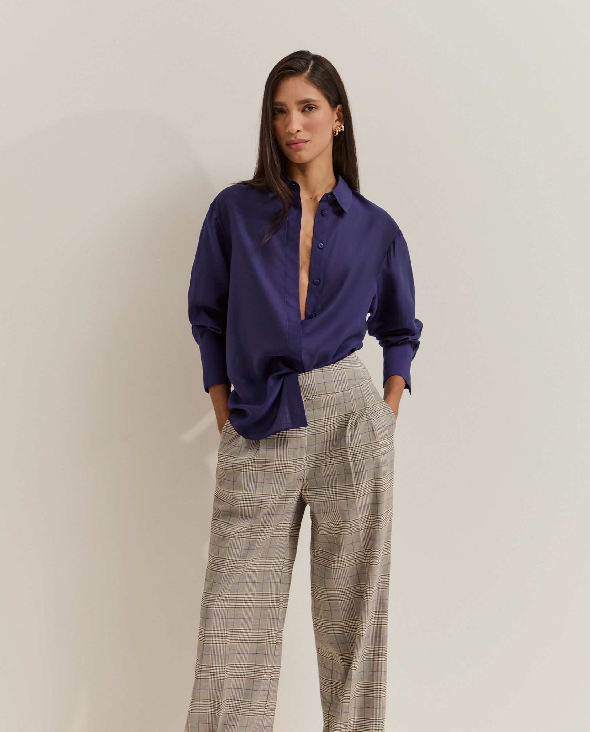 Camisa fluida de mujer en lyocell - Lion of Porches - Morado Morado-1