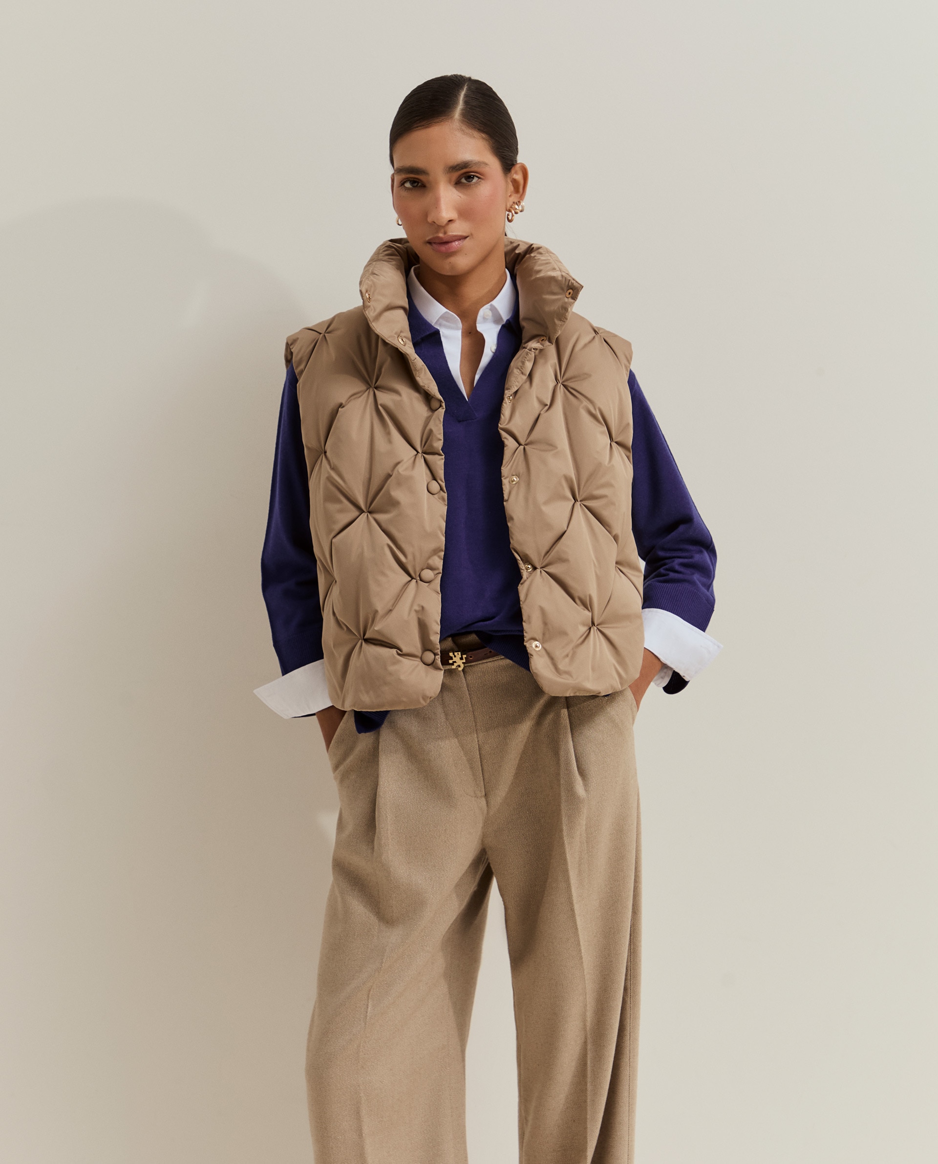 Imagen 4 de Chaleco acolchado de mujer de plumas - Lion of Porches - Beige Beige