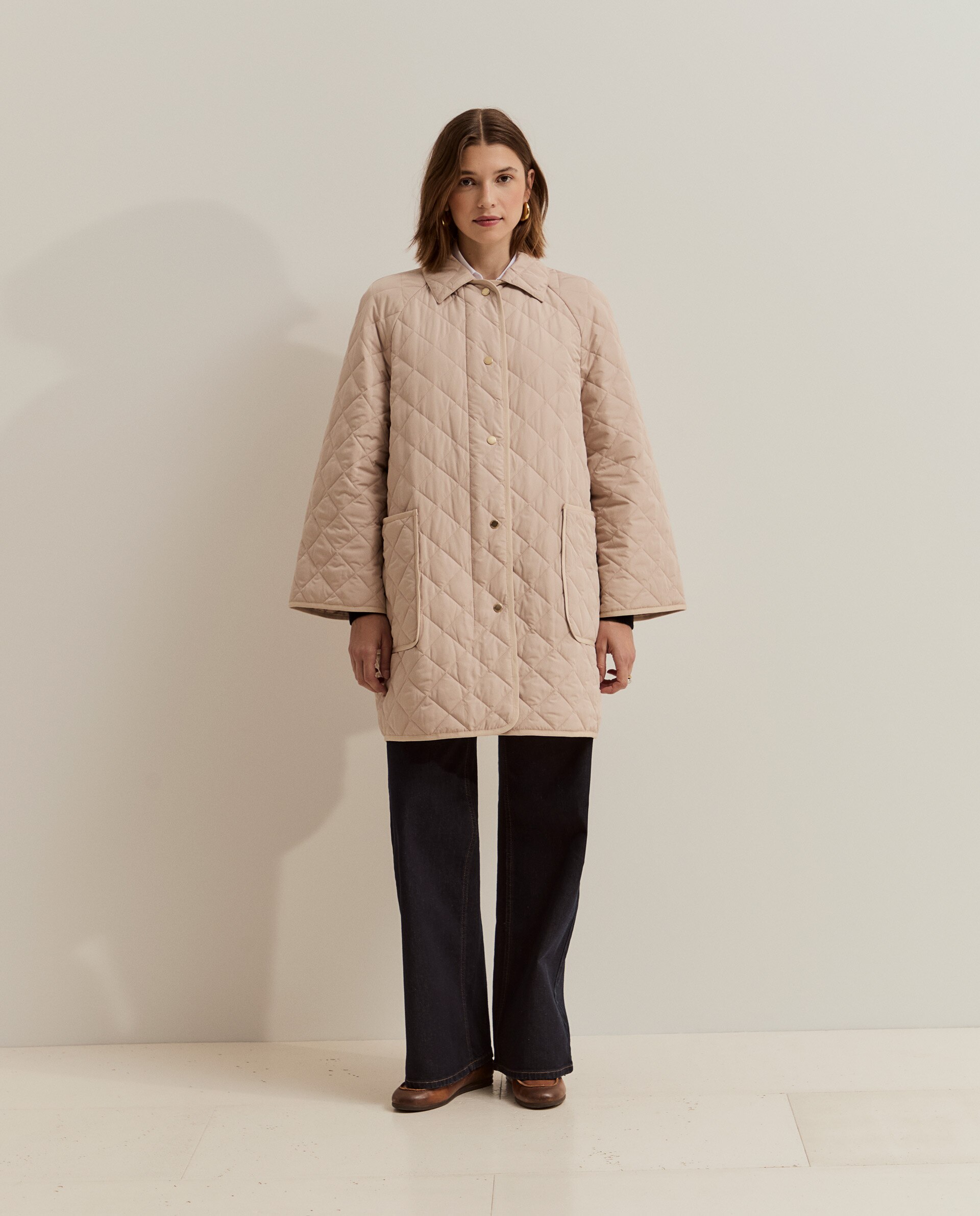 Chaqueta de mujer acolchada con sombrero - Lion of Porches - Beige Beige-4
