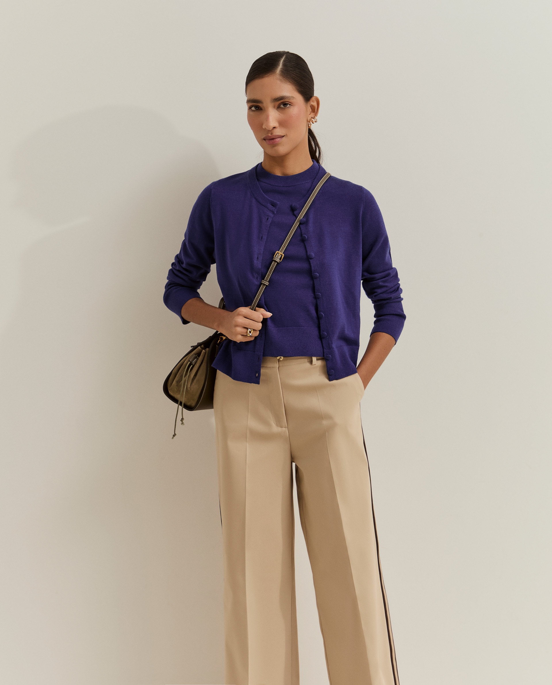 Cardigán de mujer en lana - Lion of Porches - Morado Morado-1