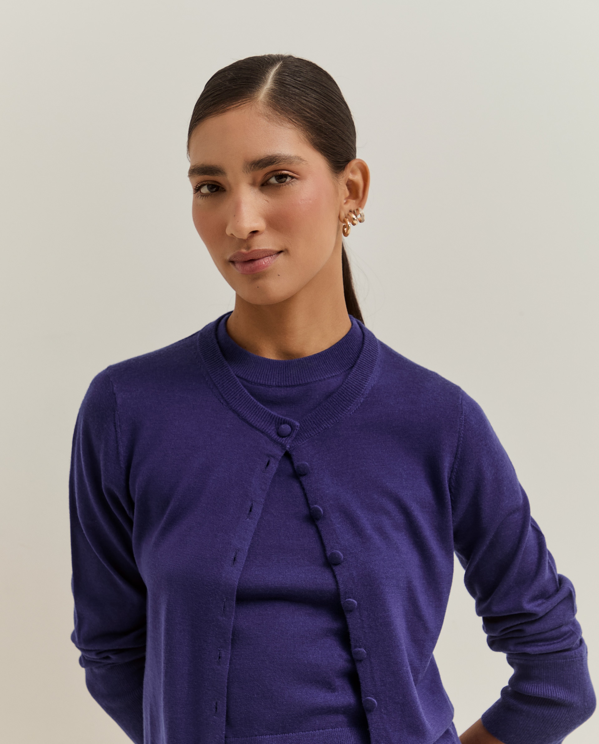 Cardigán de mujer en lana - Lion of Porches - Morado Morado-2