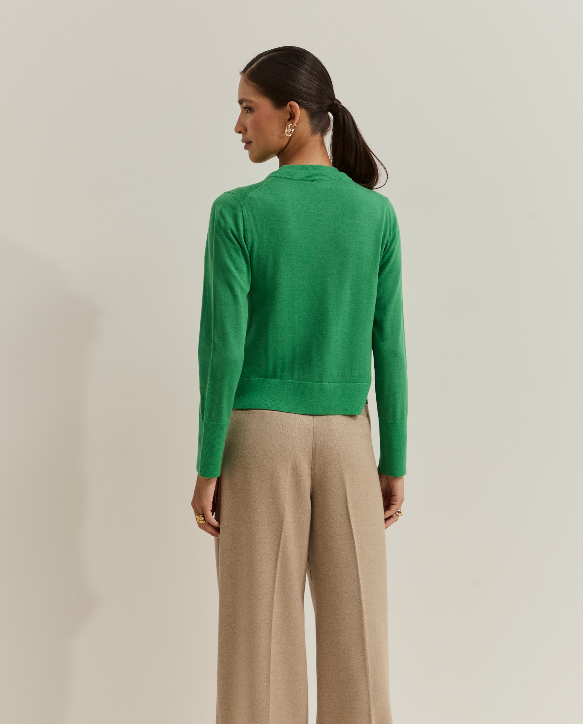 Cardigán de mujer en lana - Lion of Porches - Verde Verde-3
