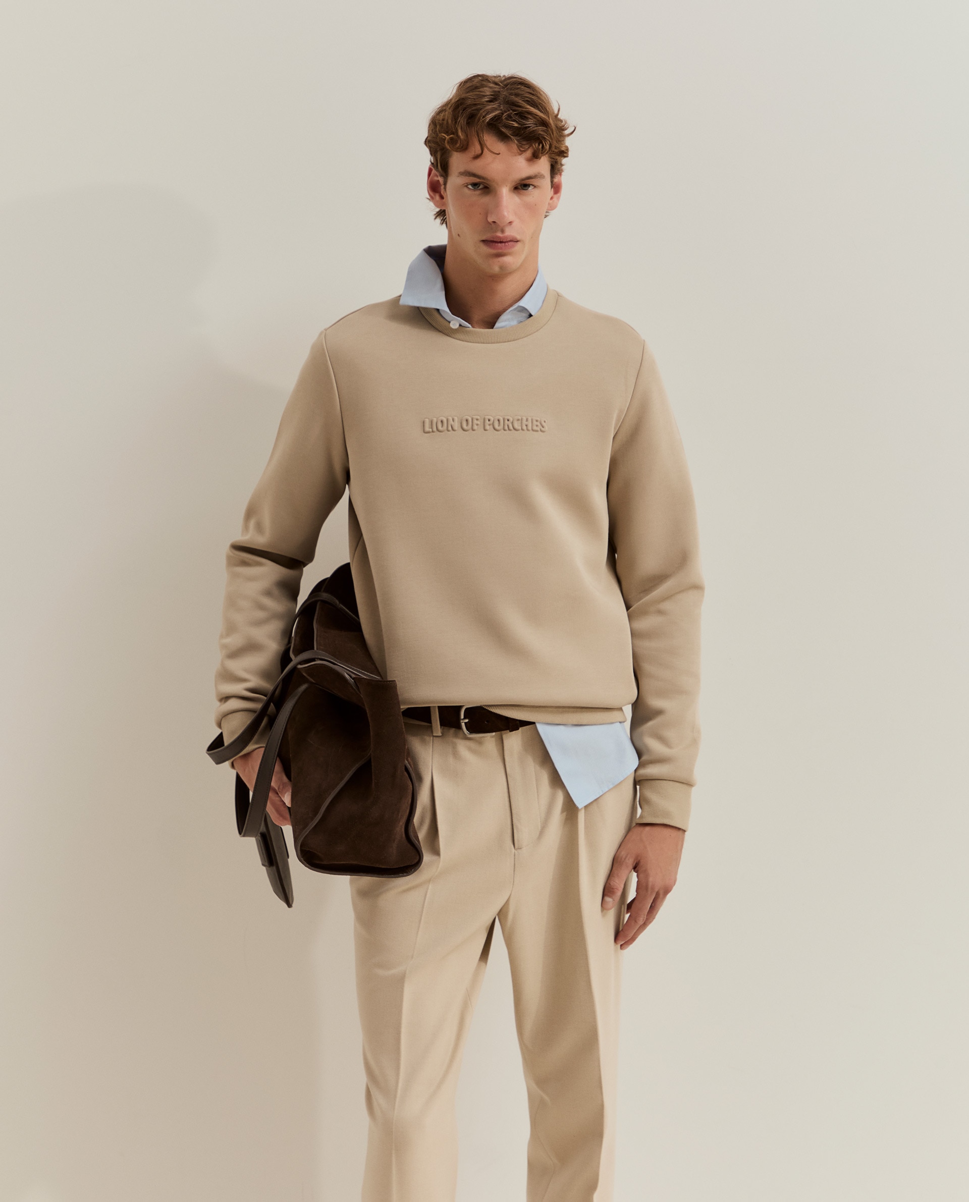 Sudadera de hombre con logo - Lion of Porches - Beige Beige-1