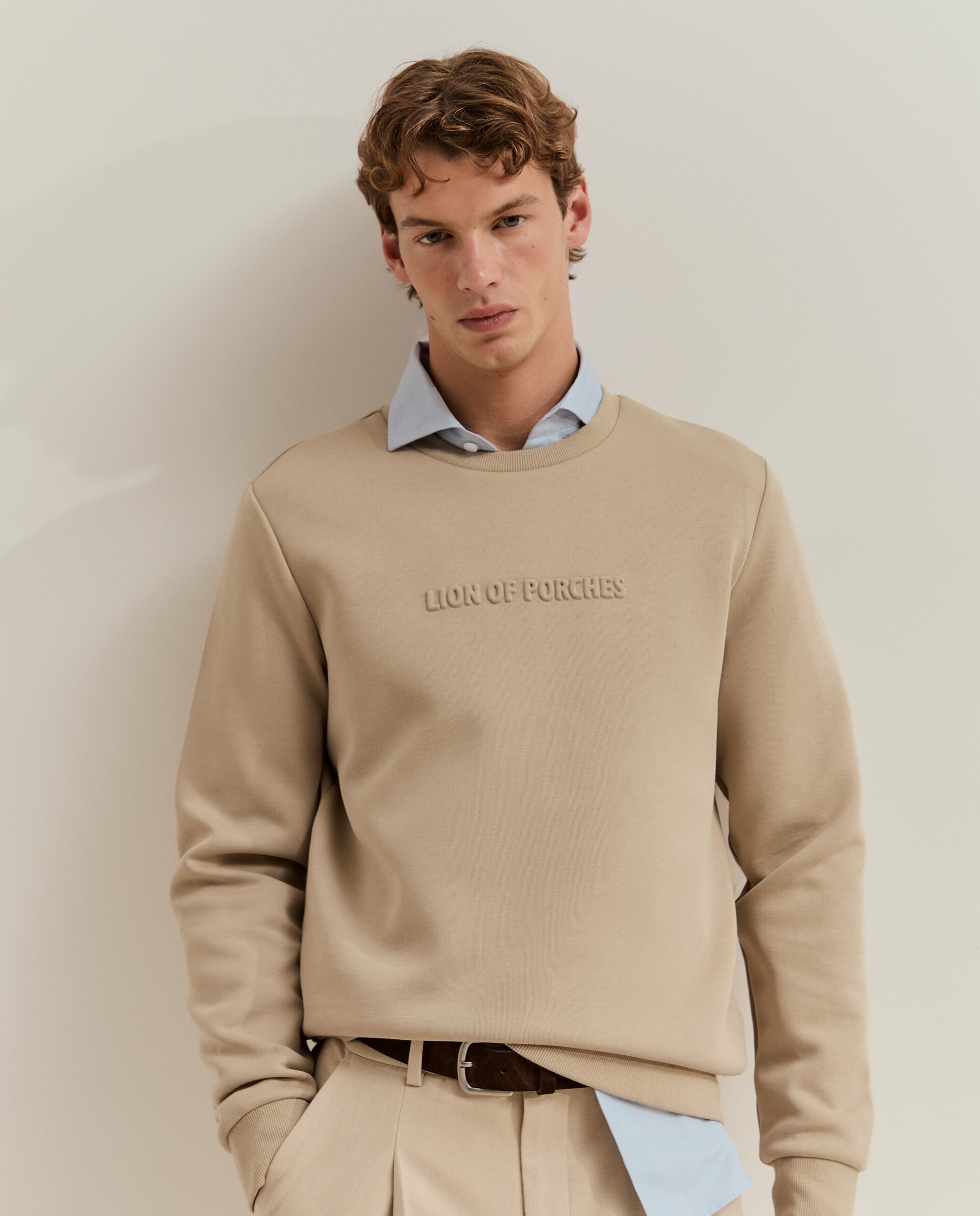 Sudadera de hombre con logo - Lion of Porches - Beige Beige-2