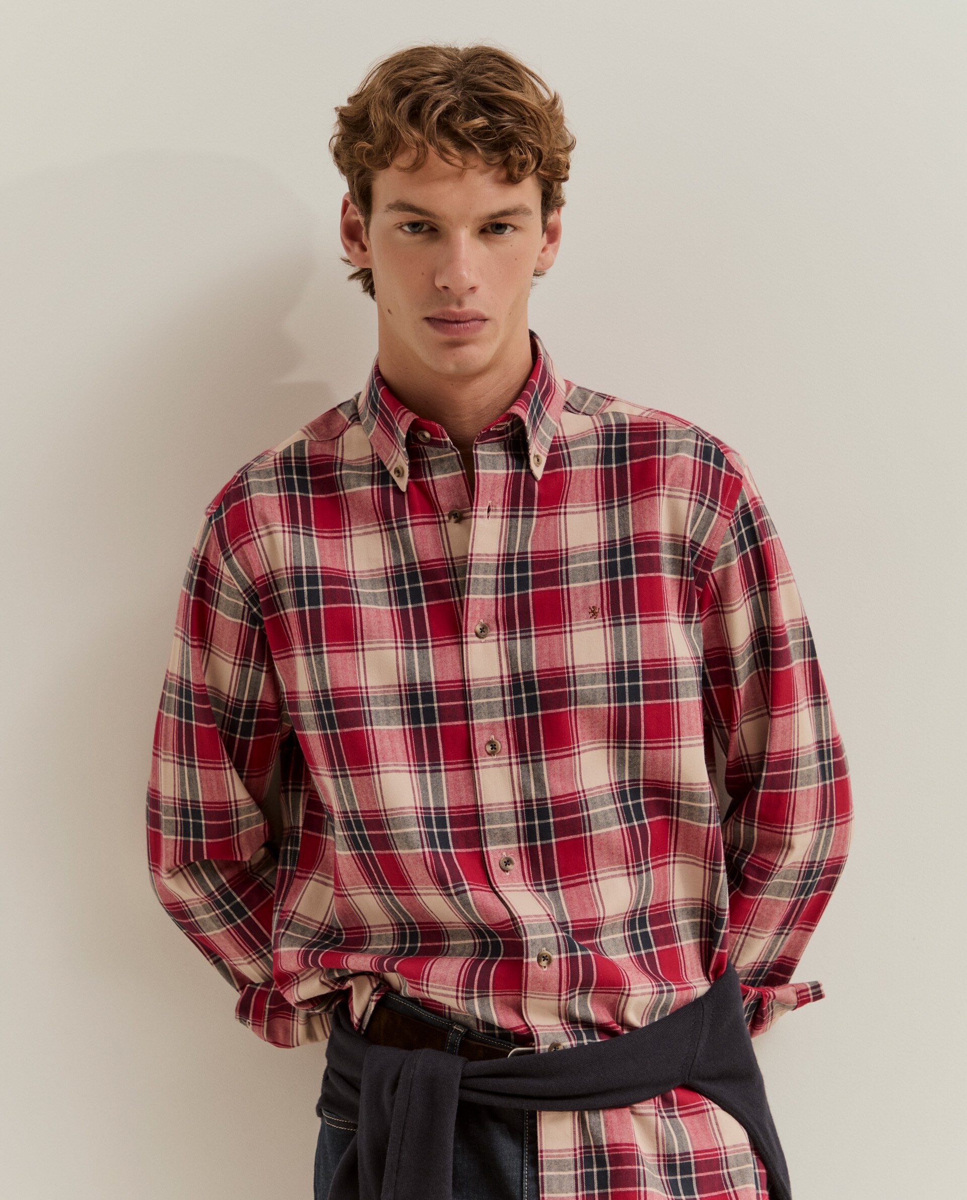 Camisa de hombre a cuadros de corte regular - Lion of Porches - Rojo Rojo-2