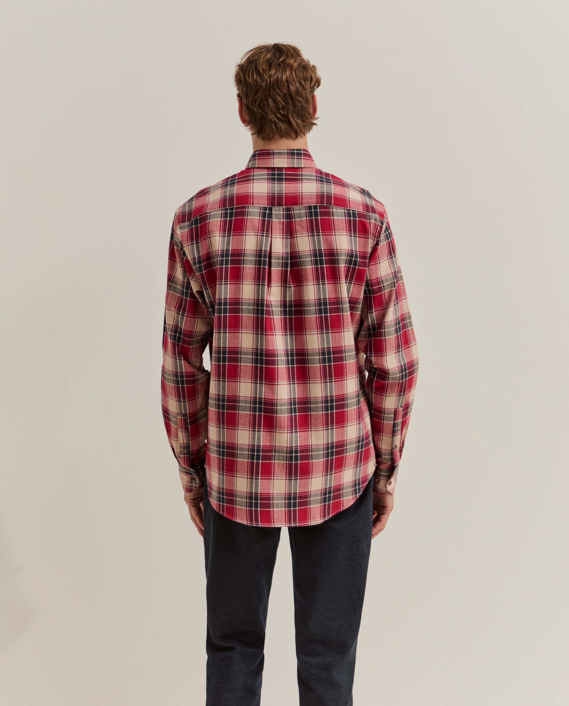 Camisa de hombre a cuadros de corte regular - Lion of Porches - Rojo Rojo-3