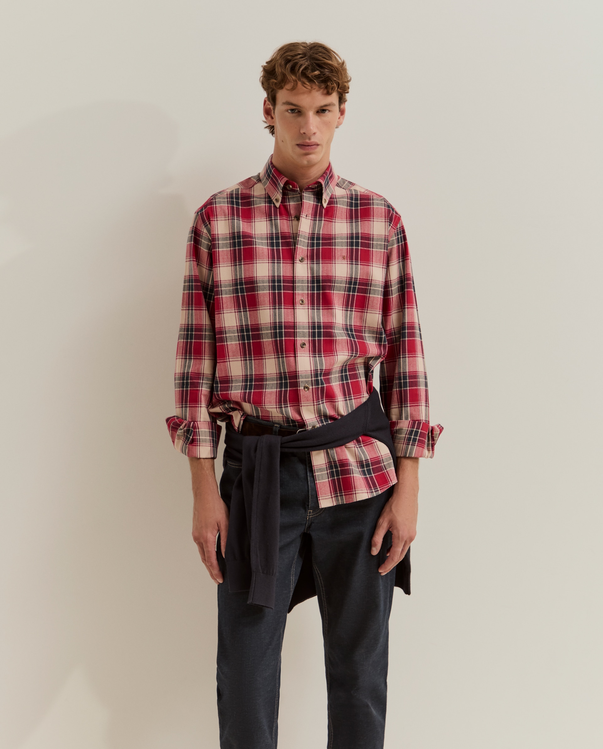 Camisa de hombre a cuadros de corte regular - Lion of Porches - Rojo Rojo-4