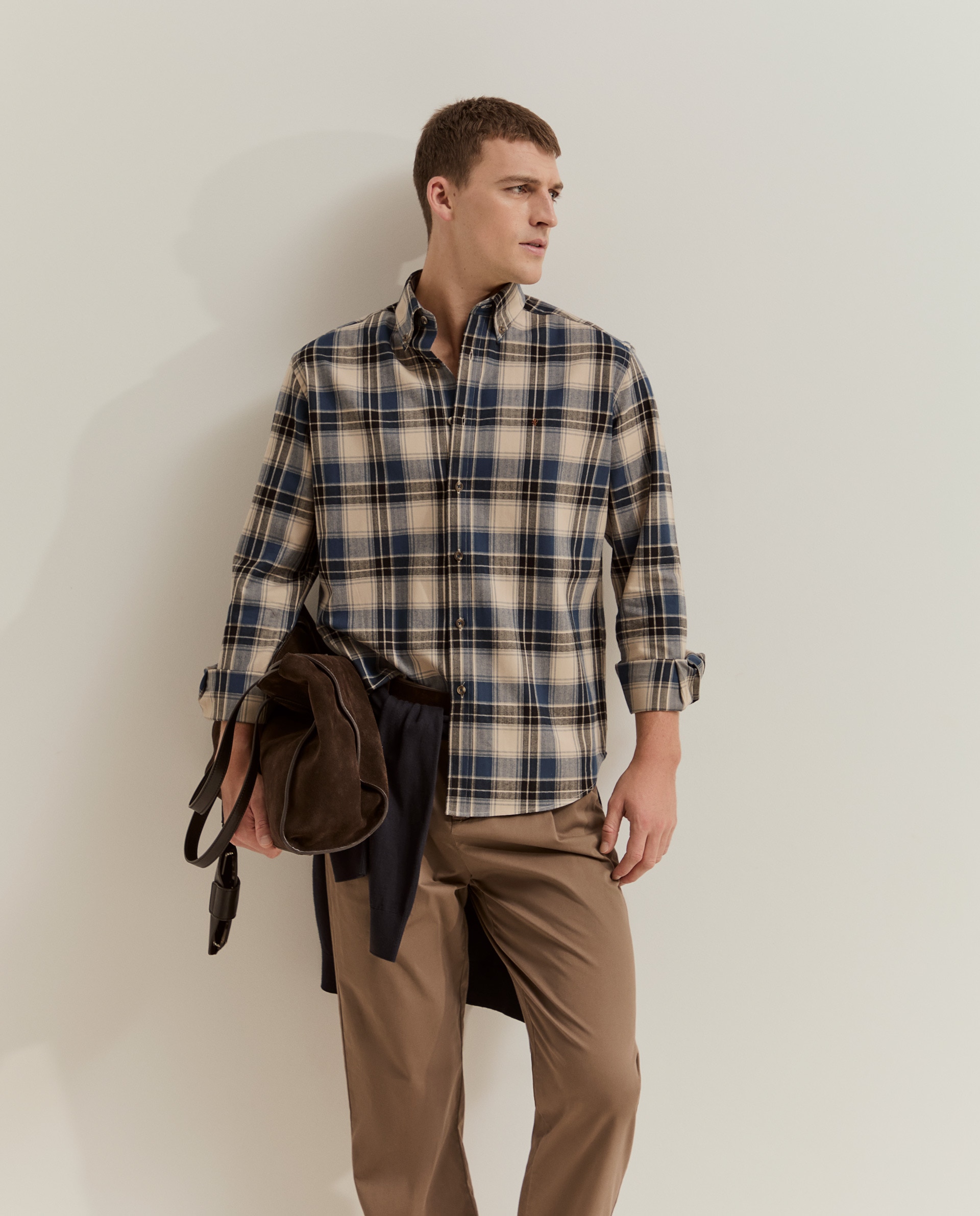 Camisa de hombre a cuadros de corte regular - Lion of Porches - Azul Azul-4