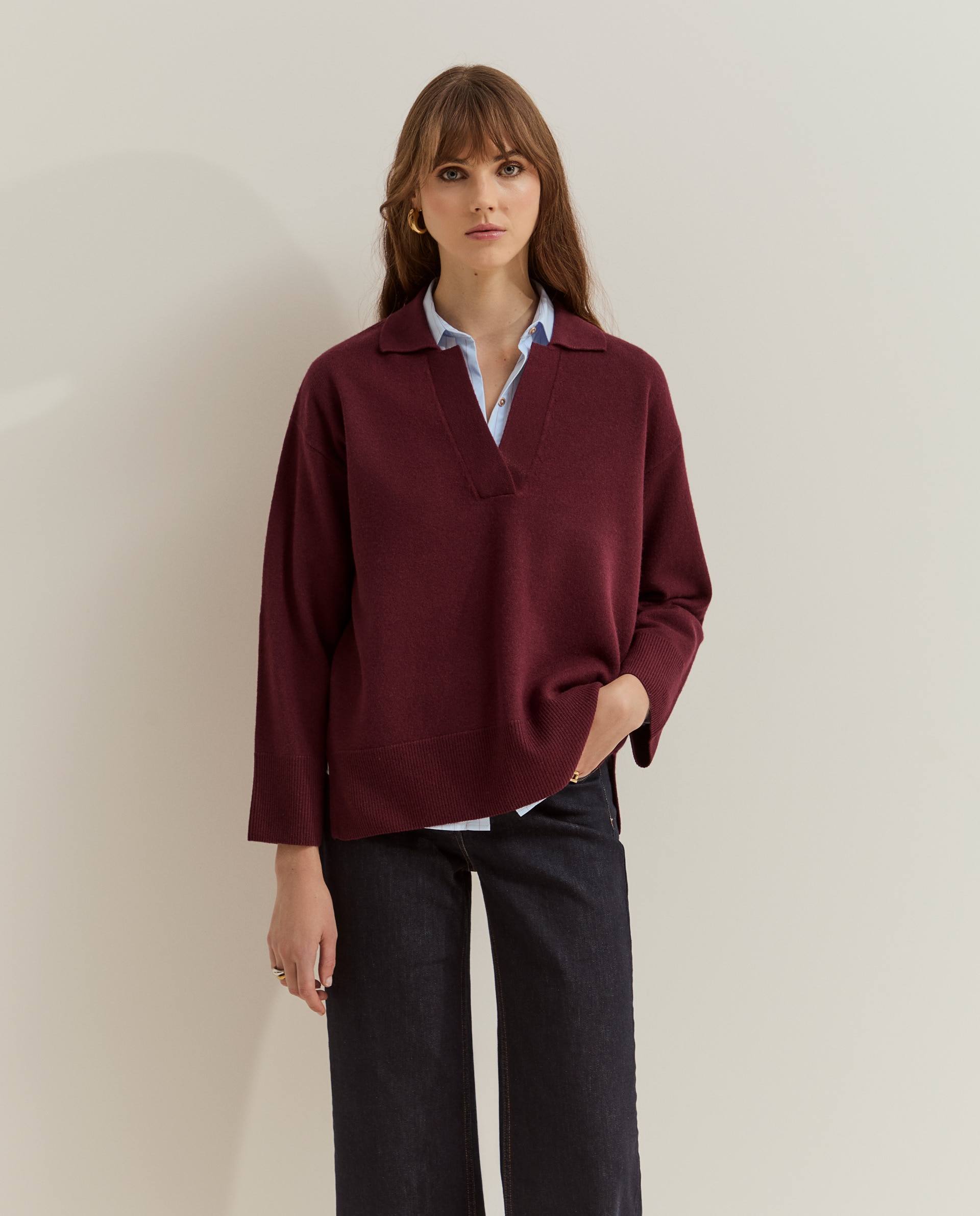 Jersey de lana de mujer con purpurina - Lion of Porches - Burdeos Burdeos-2