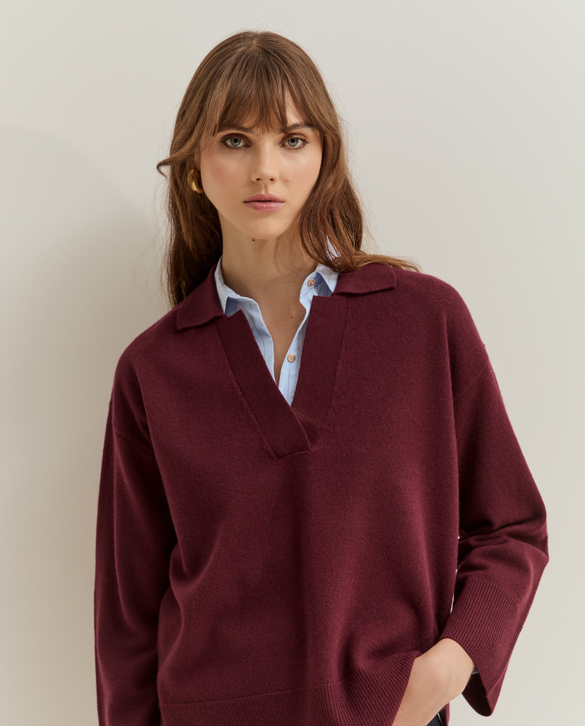 Jersey de lana de mujer con purpurina - Lion of Porches - Burdeos Burdeos-4