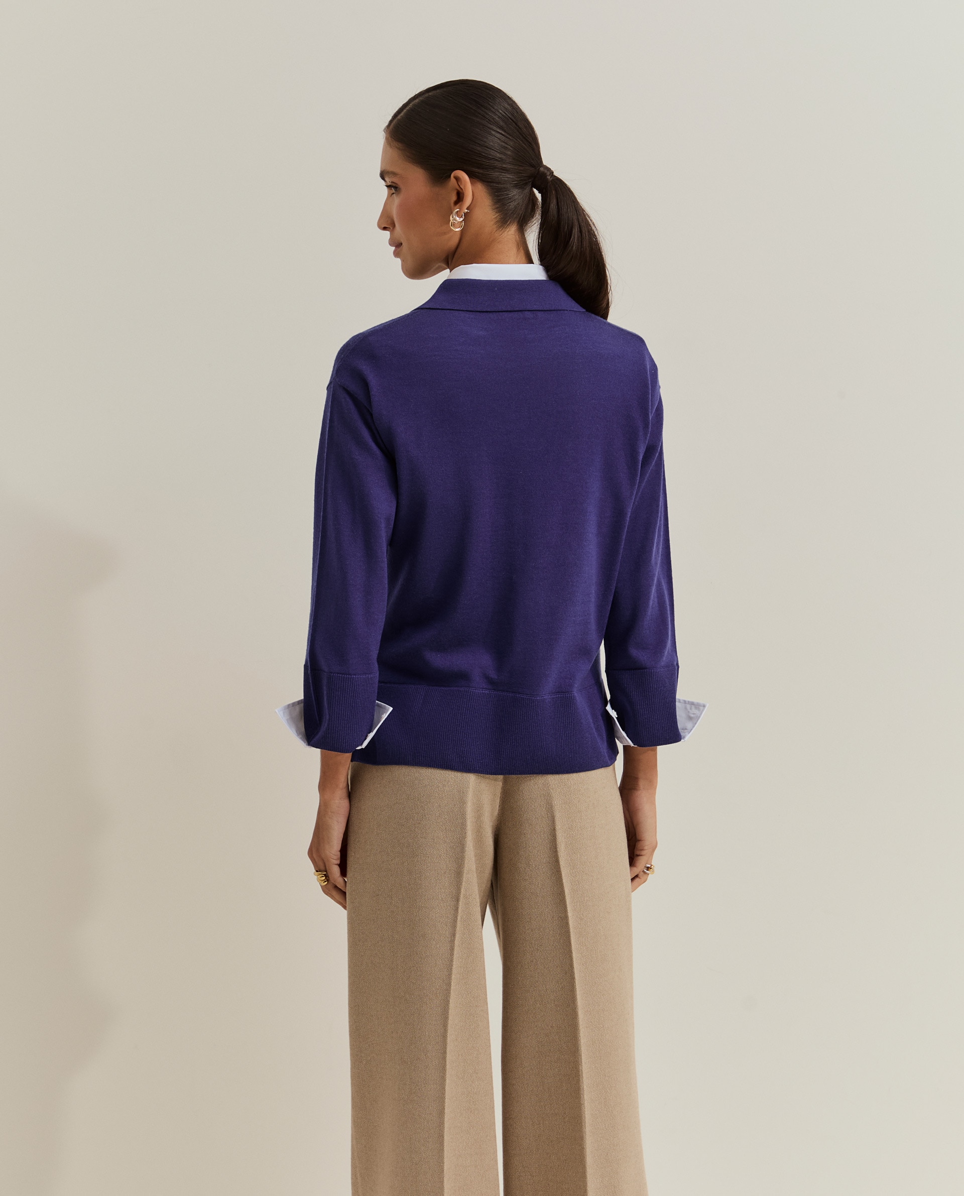 Imagen 3 de Jersey de mujer en lana y cuello en v - Lion of Porches - Morado Morado