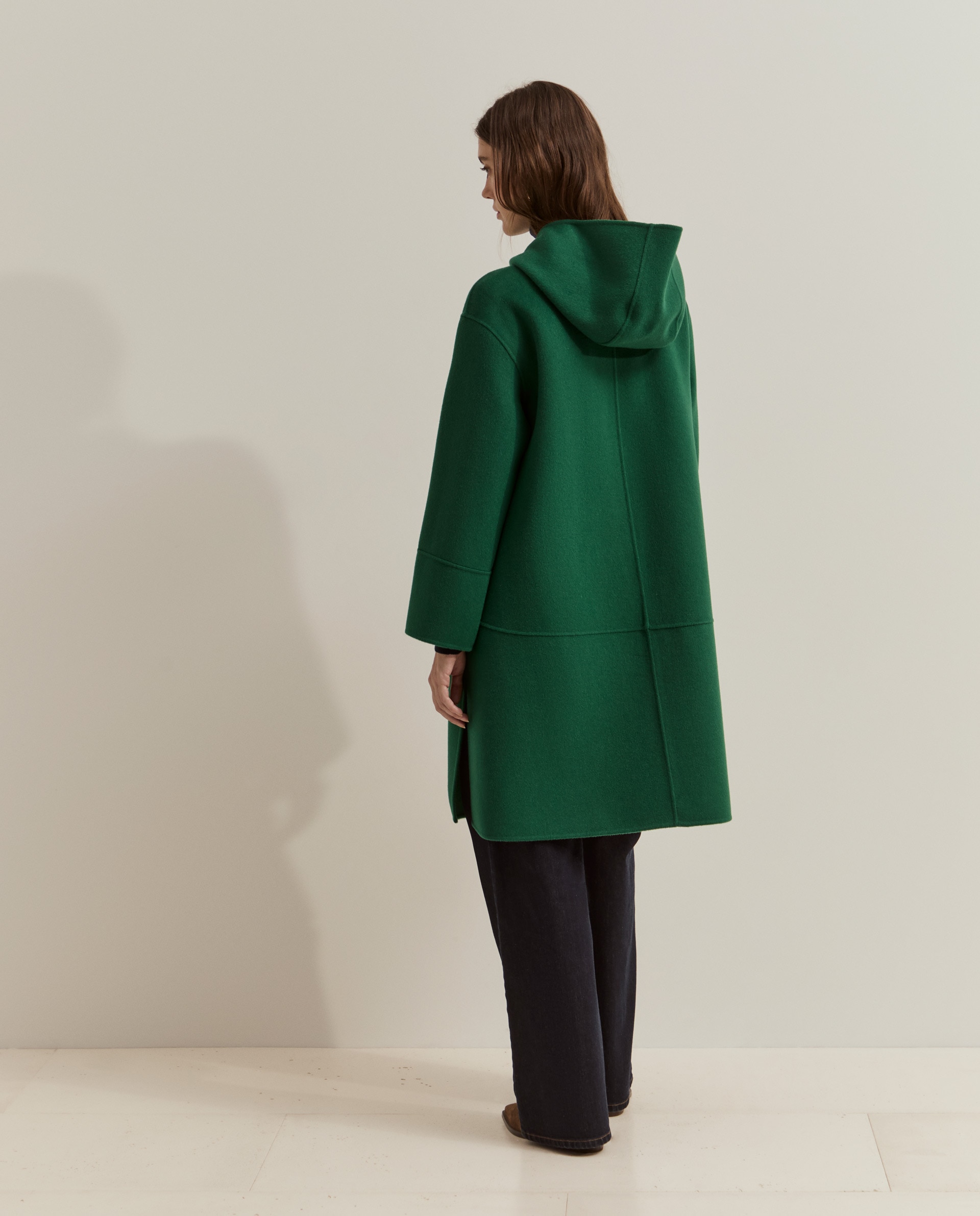 Abrigo de mujer en lana con capucha - Lion of Porches - Verde Verde-3