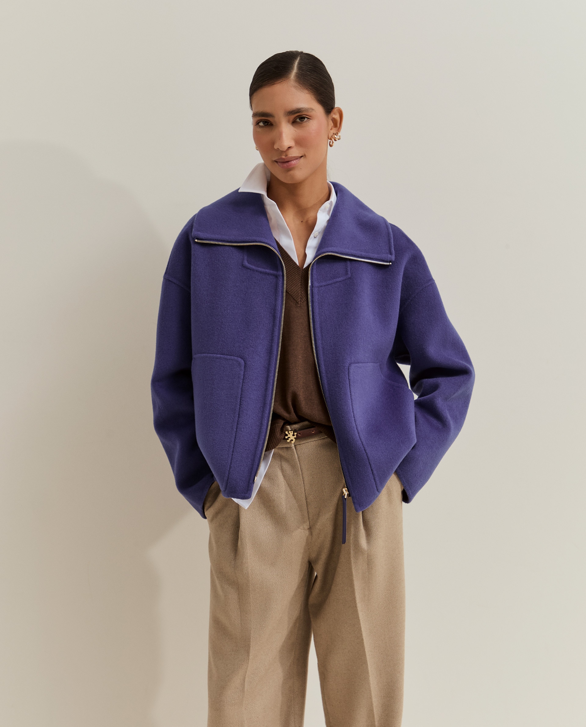 Chaqueta de mujer corta en lana - Lion of Porches - Morado Morado-1
