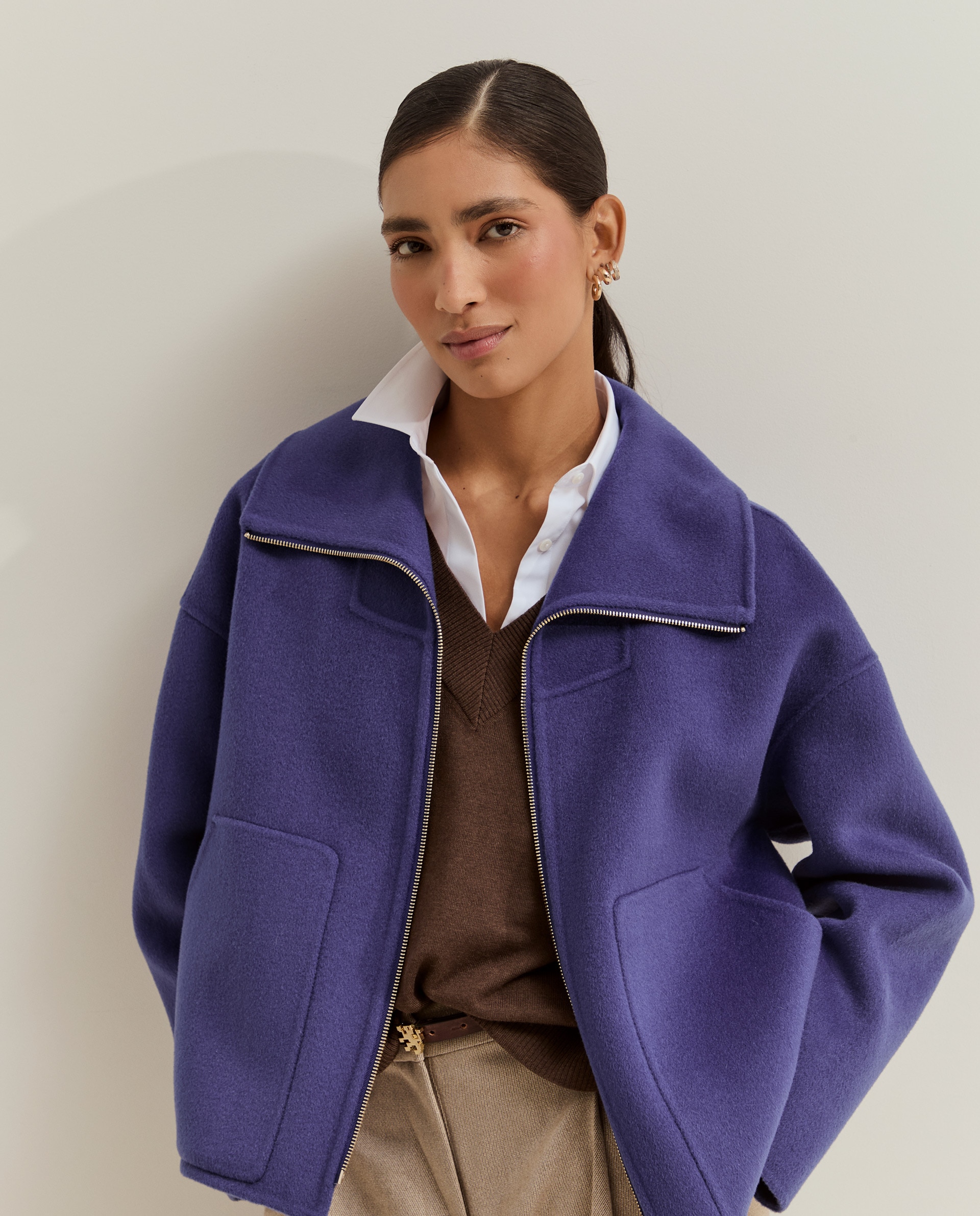 Chaqueta de mujer corta en lana - Lion of Porches - Morado Morado-2