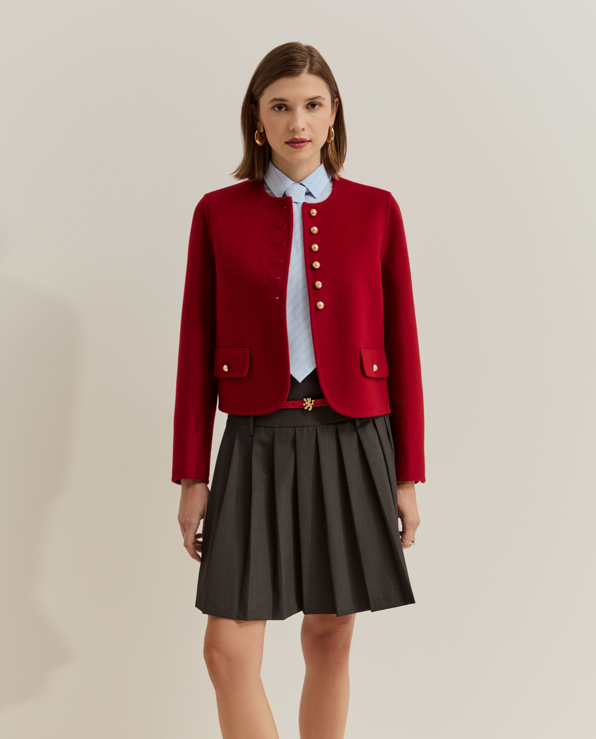 Chaqueta de mujer corta en lana - Lion of Porches - Rojo Rojo-4