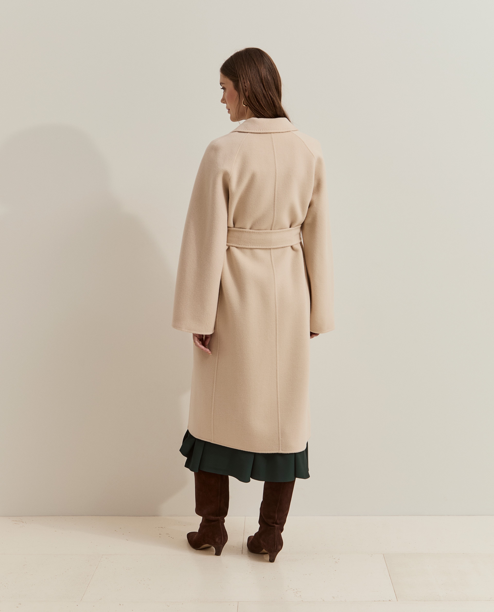 Abrigo de mujer en lana con cinturón - Lion of Porches - Crema Crema-3