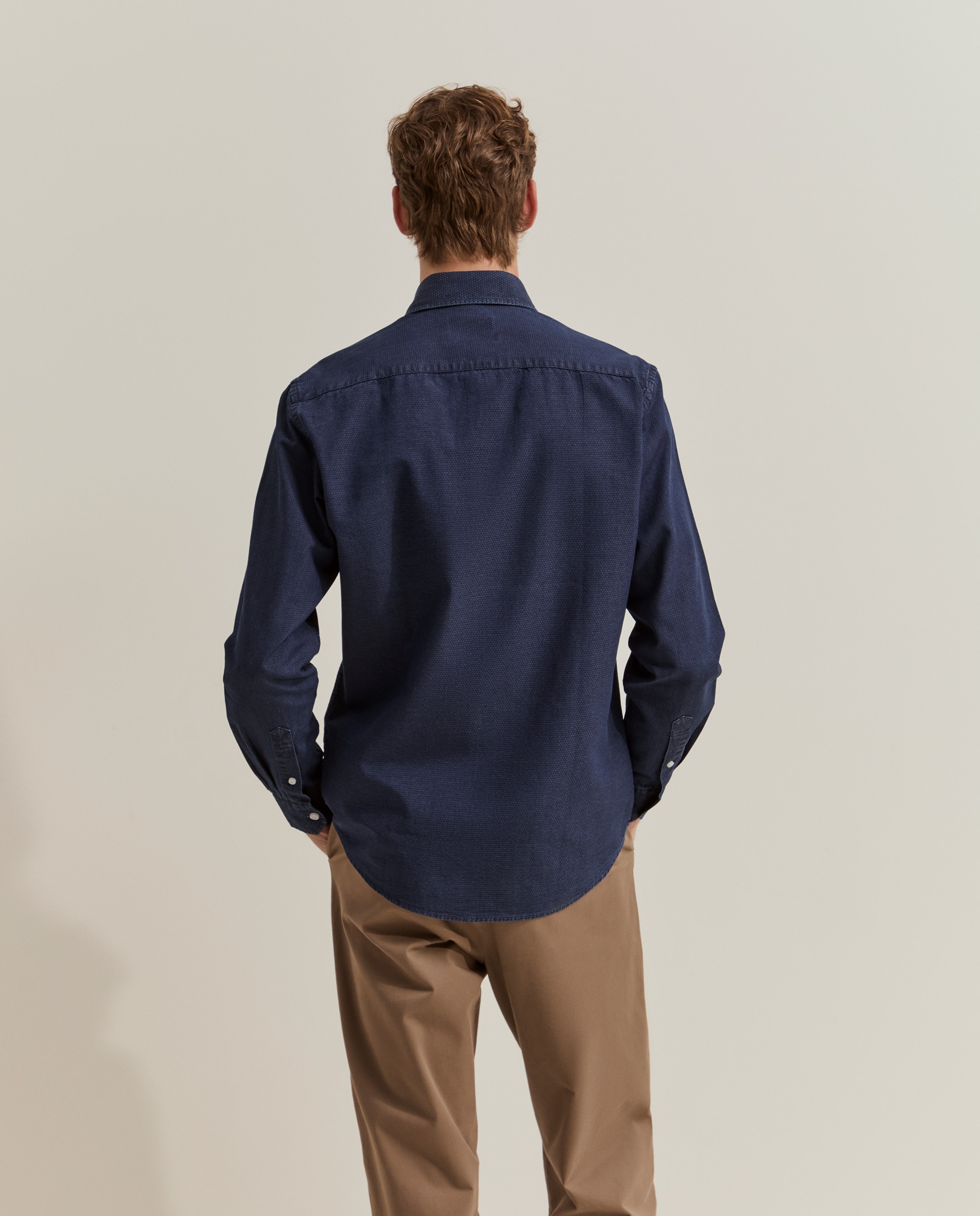 Camisa ajustada con textura - Lion of Porches - Azul Azul-3