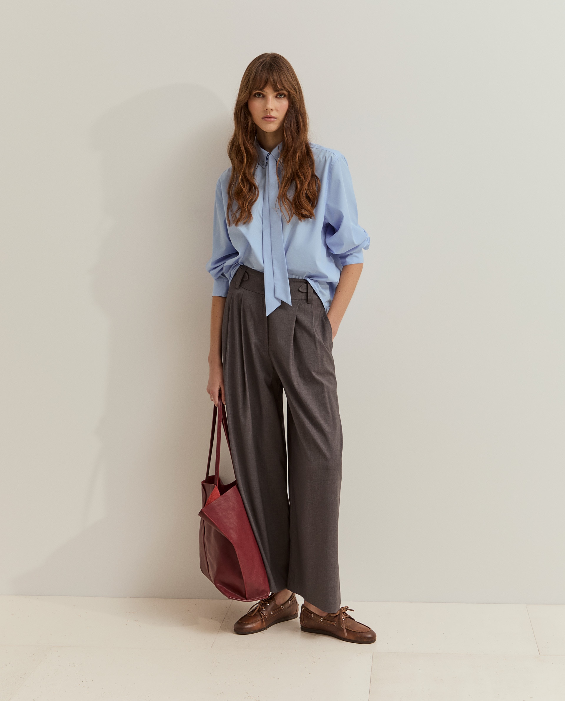 Pantalones de mujer plisados de pierna ancha - Lion of Porches - Gris Gris-1