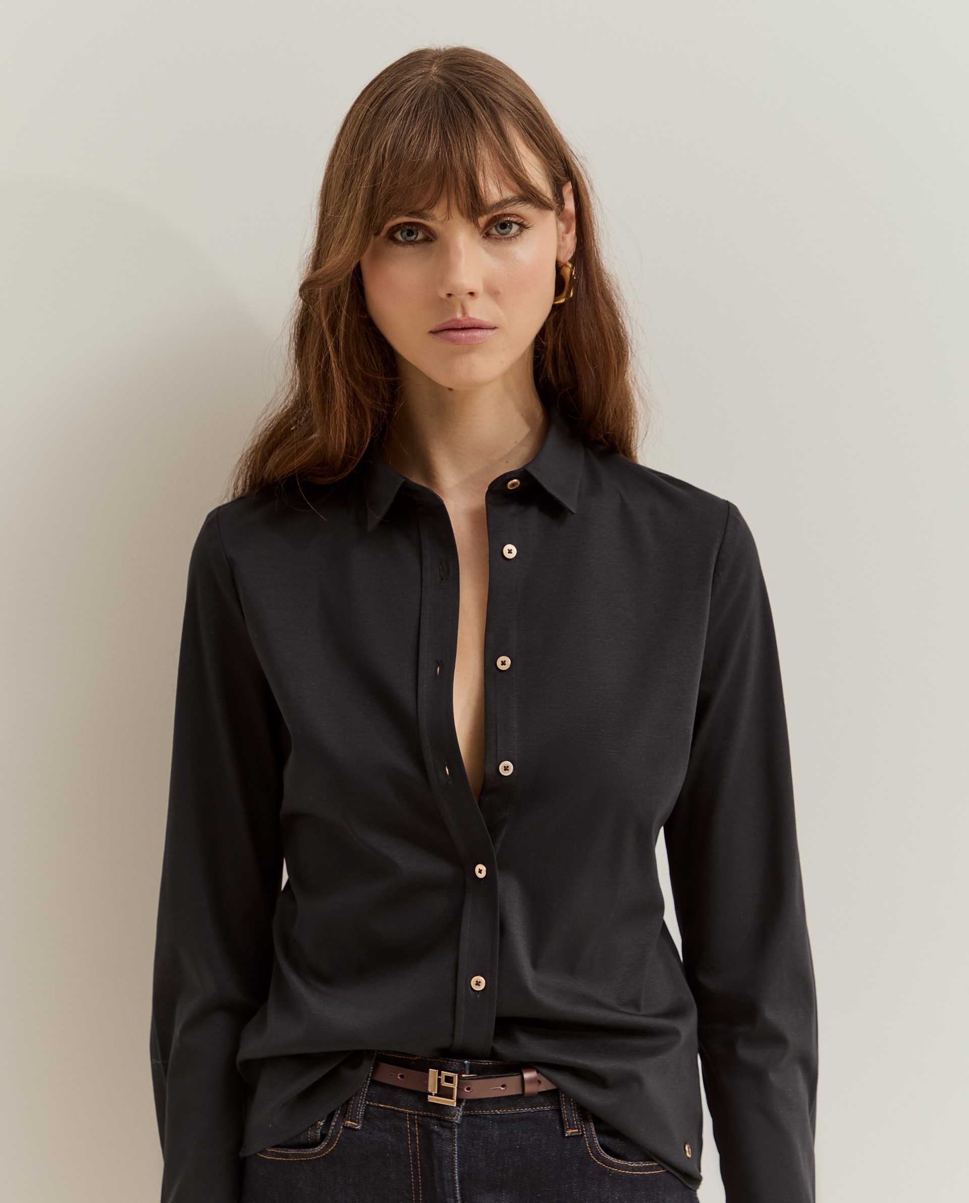 Camisa de mujer de algodón de corte regular - Lion of Porches - Azul marino Azul marino-2
