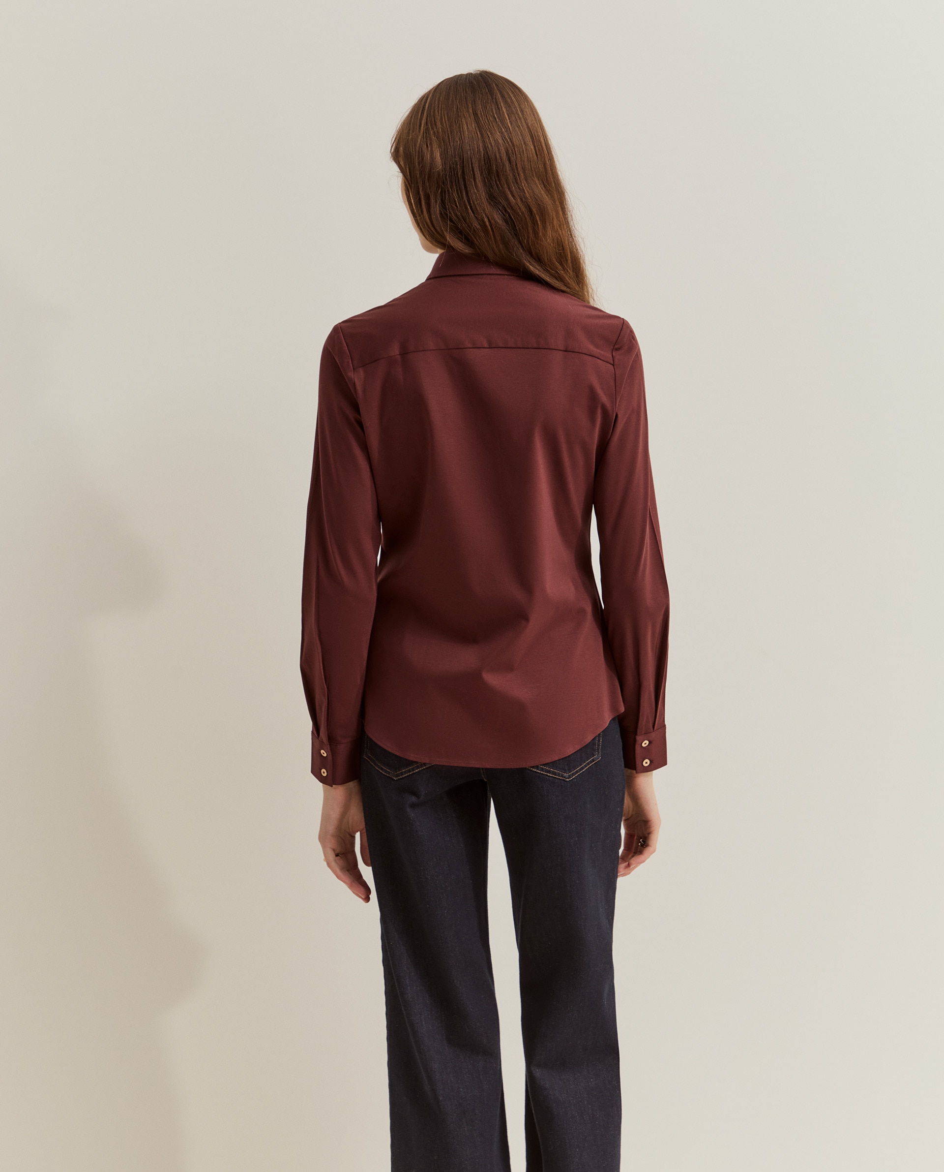 Camisa de mujer de algodón de corte regular - Lion of Porches - Burdeos Burdeos-3