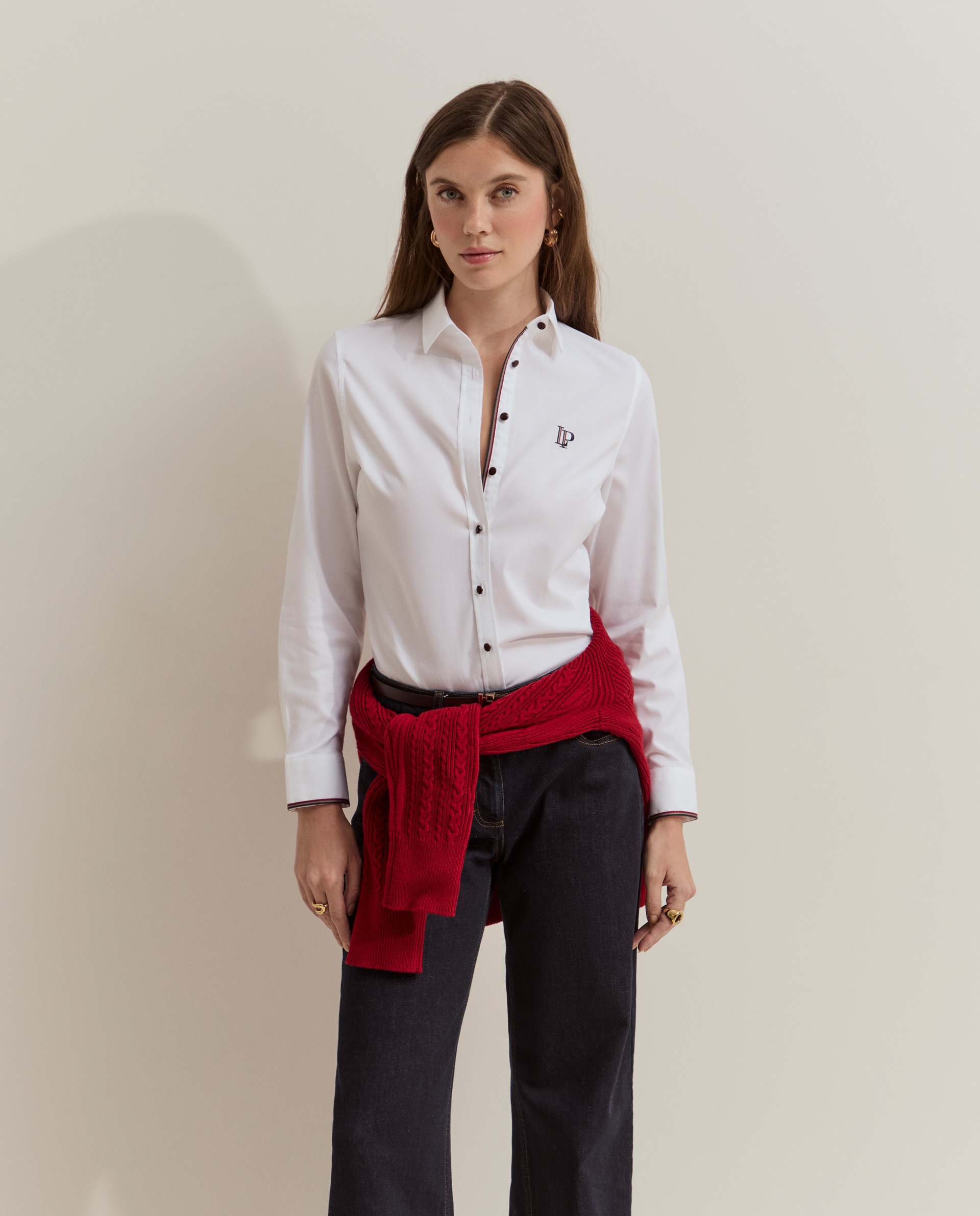 Camisa de mujer clásica en algodón - Lion of Porches - Blanco Blanco-2