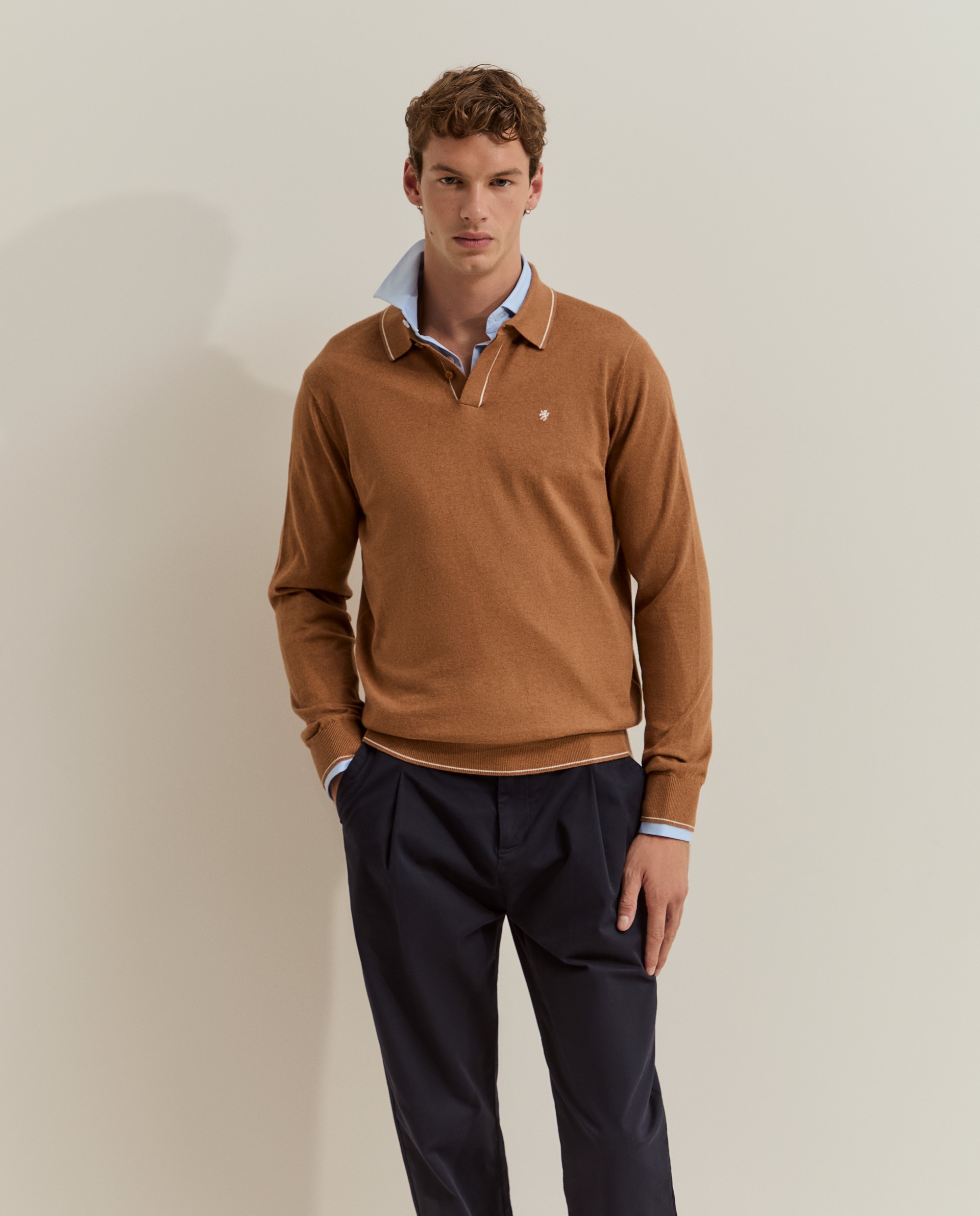 Polo de hombre de algodón y cachemir - Lion of Porches - Amarillo Amarillo-1