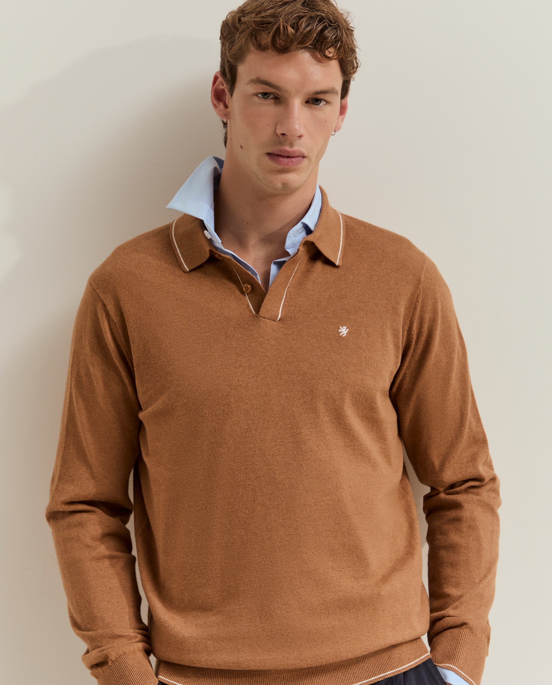 Polo de hombre de algodón y cachemir - Lion of Porches - Amarillo Amarillo-2