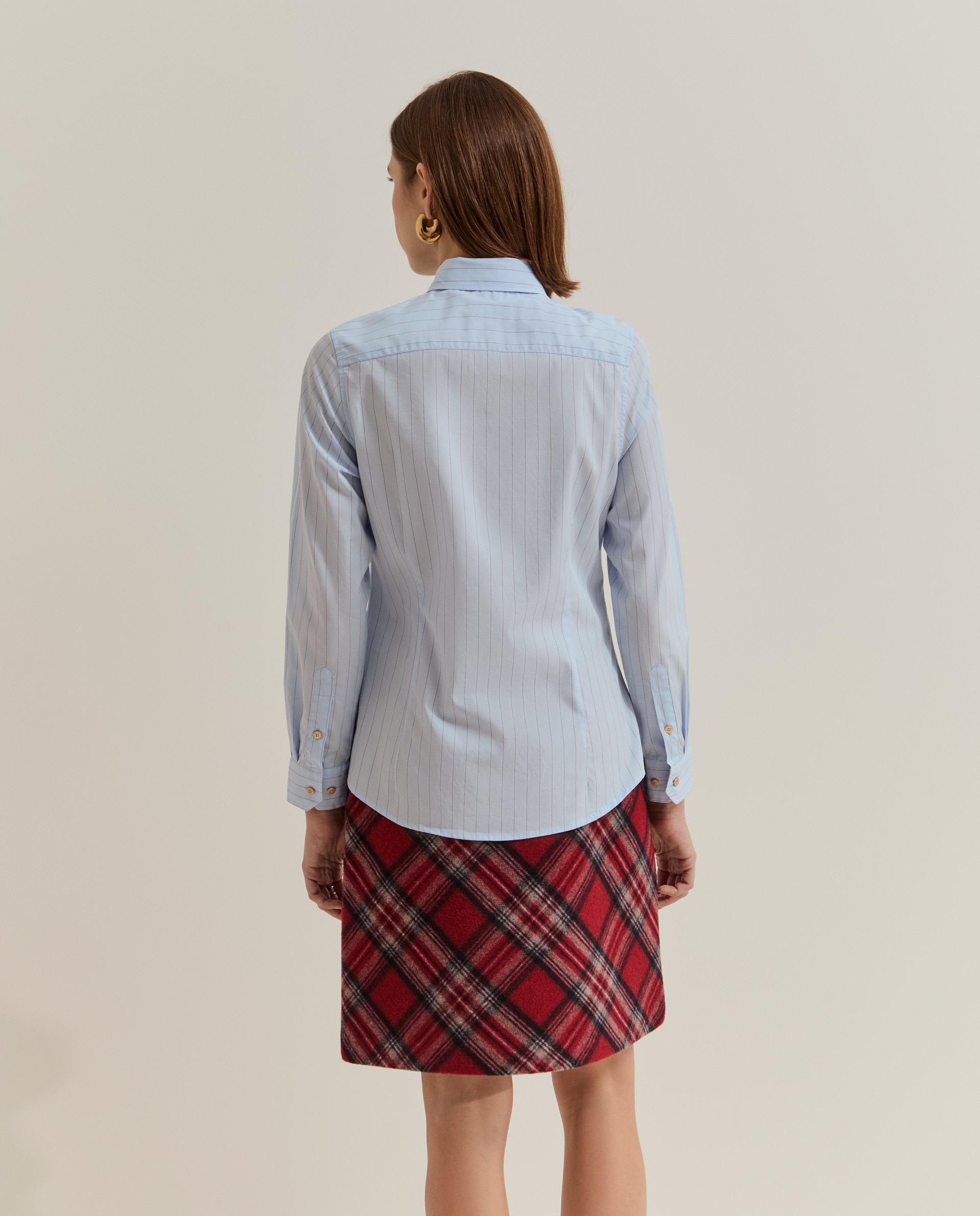 Camisa de mujer a rayas con corbata - Lion of Porches - Azul claro Azul claro-3