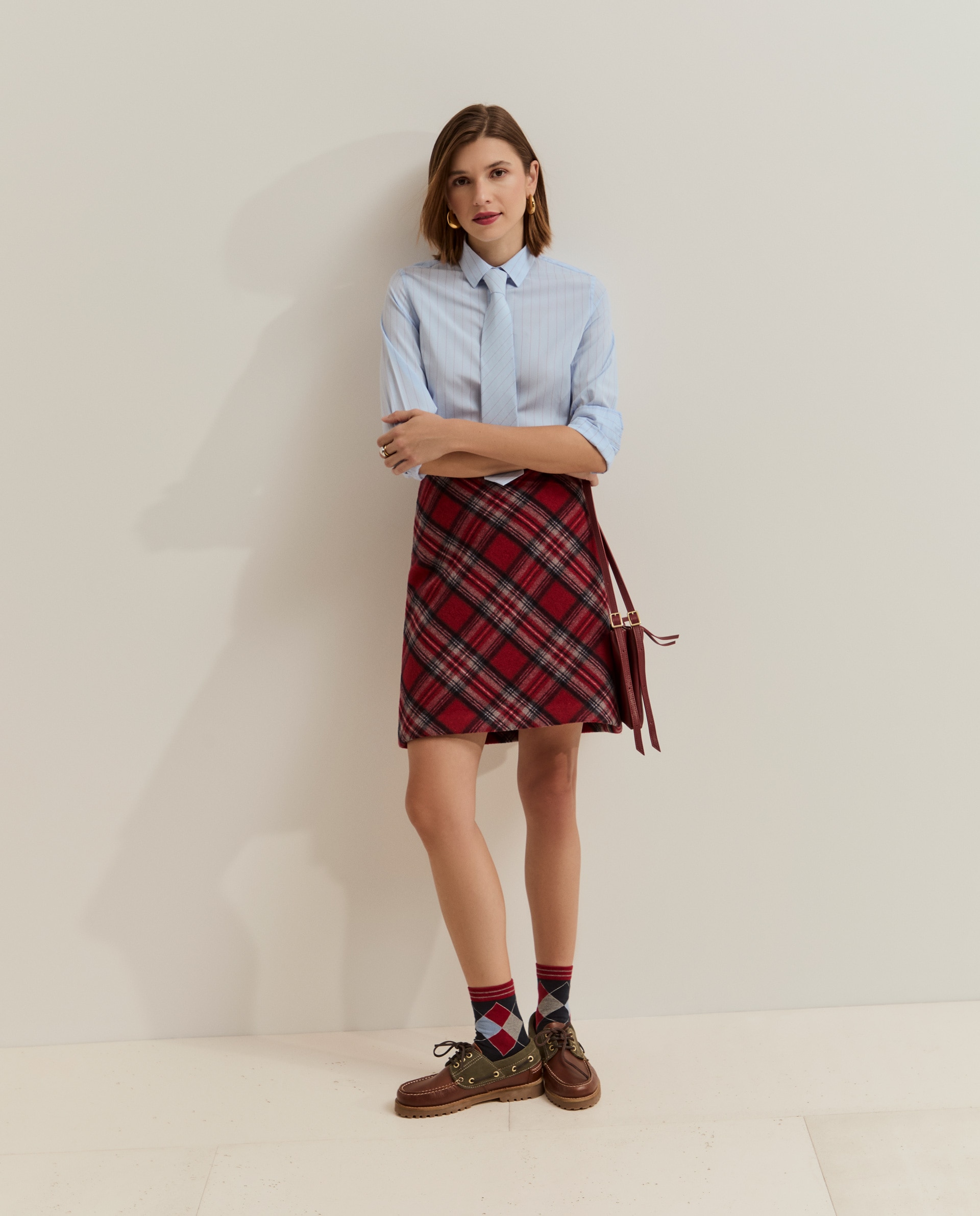 Camisa de mujer a rayas con corbata - Lion of Porches - Azul claro Azul claro-4