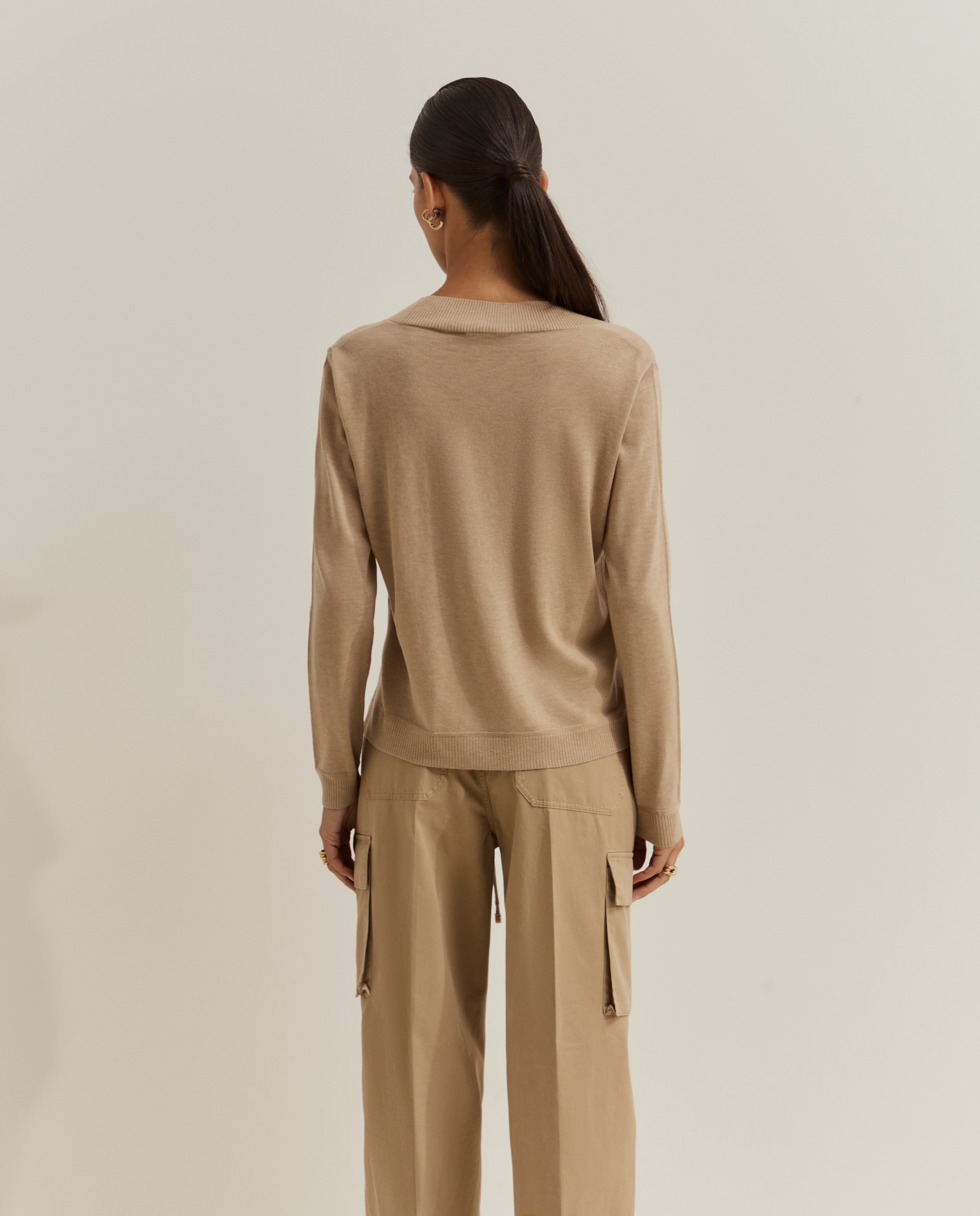 Jersey de mujer de punto con lana - Lion of Porches - Beige Beige-3