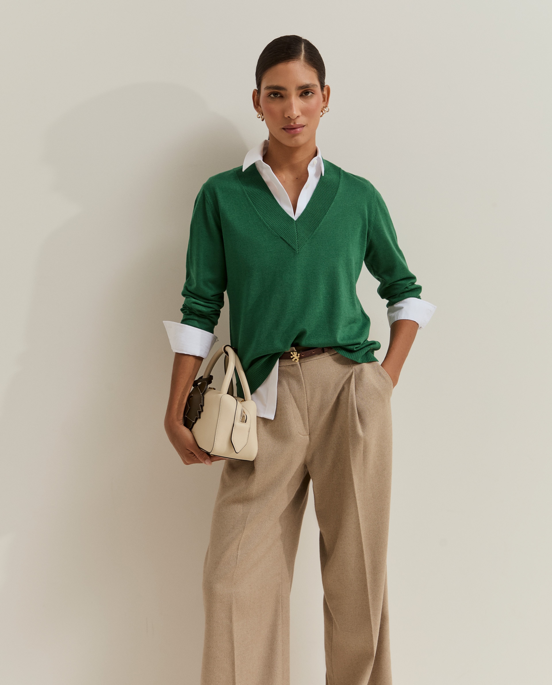 Jersey de mujer de punto con lana - Lion of Porches - Verde Verde-2
