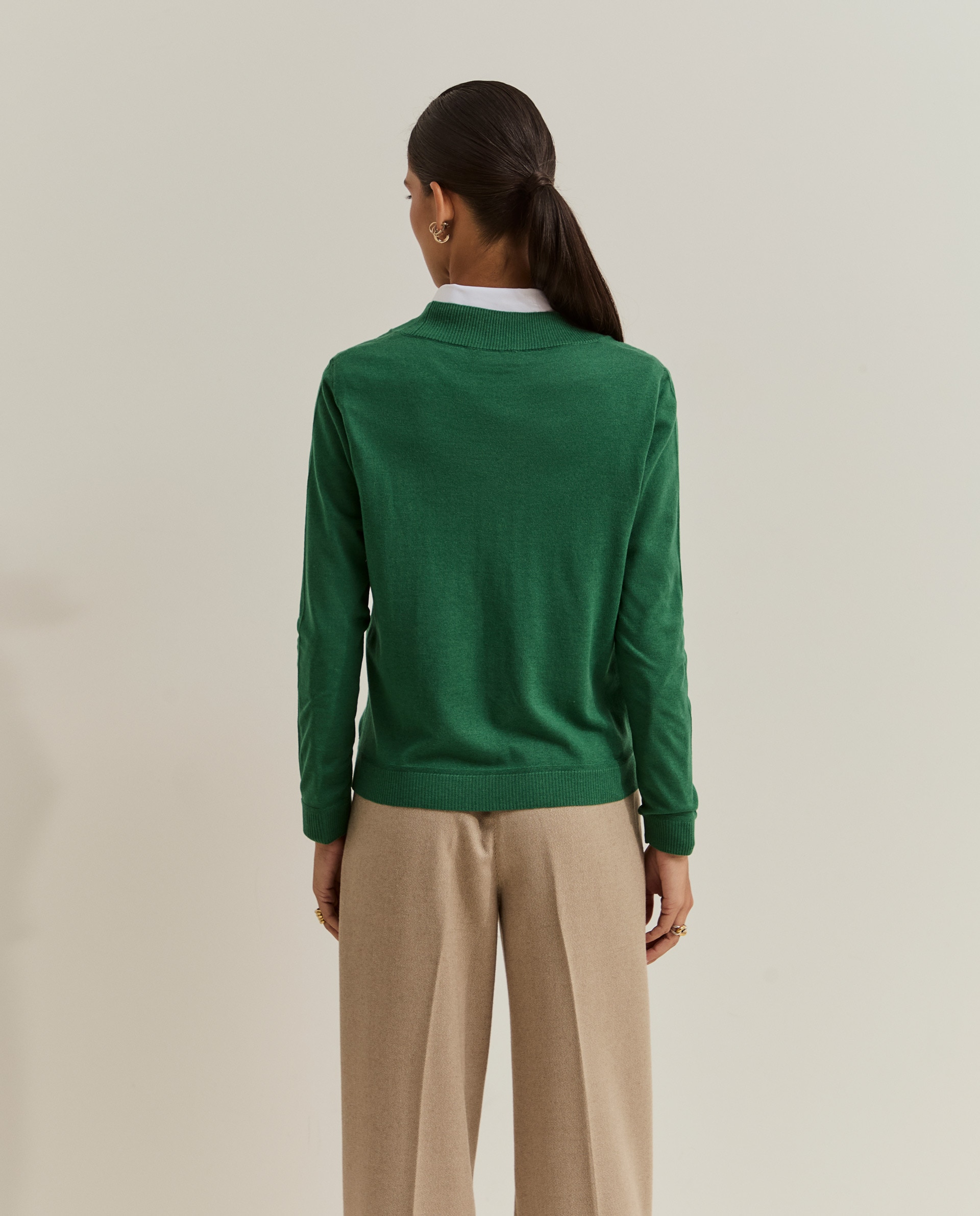Jersey de mujer de punto con lana - Lion of Porches - Verde Verde-3