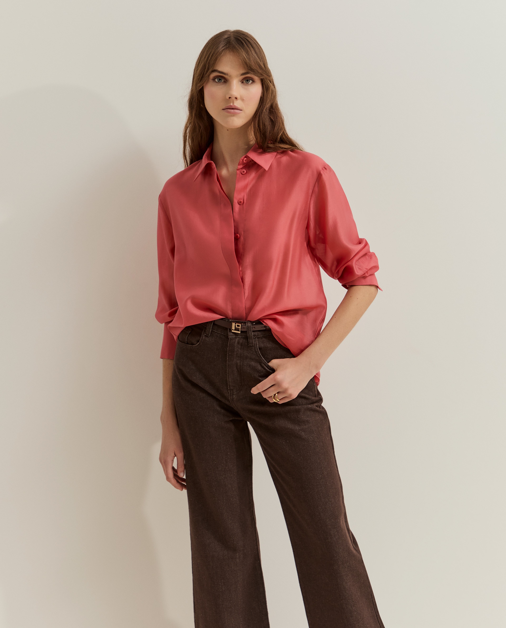 Camisa fluida de mujer de lyocell - Lion of Porches - Salmón Salmón-1