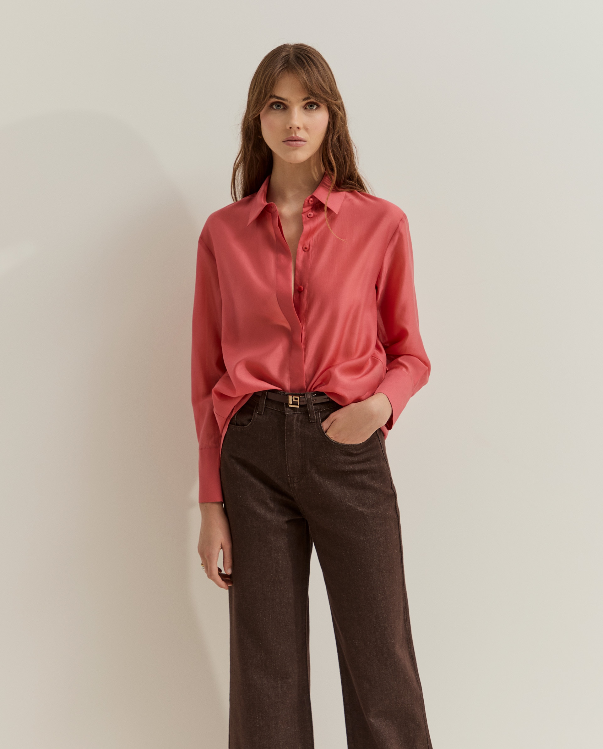 Camisa fluida de mujer de lyocell - Lion of Porches - Salmón Salmón-2