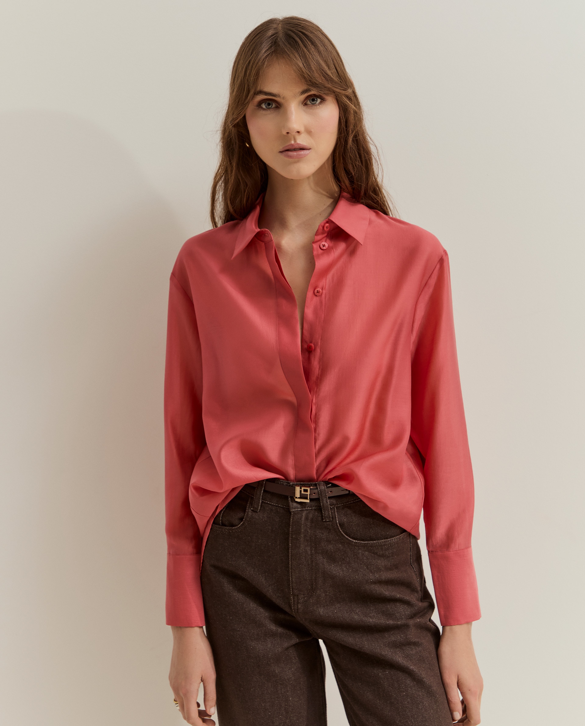 Camisa fluida de mujer de lyocell - Lion of Porches - Salmón Salmón-4