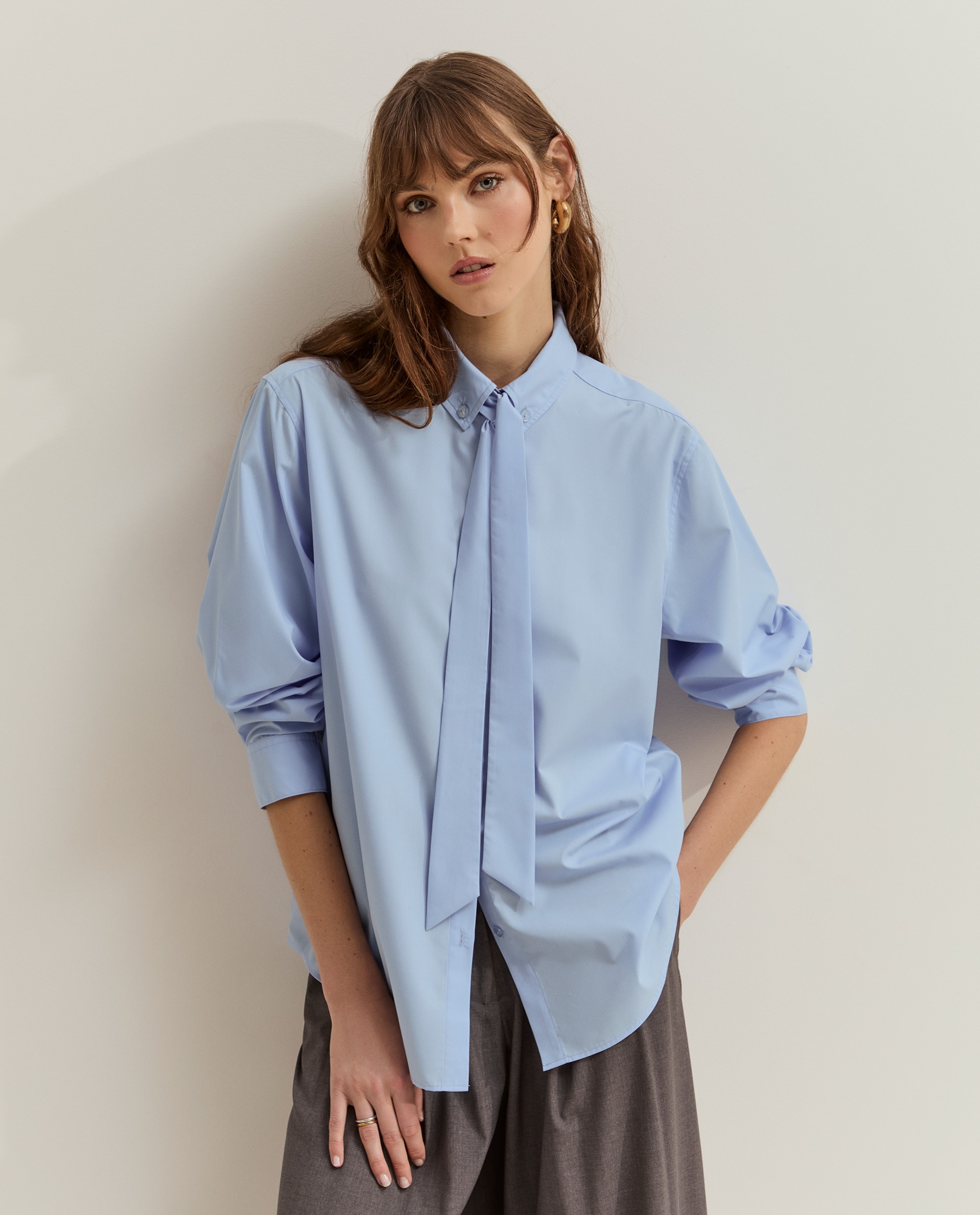 Camisa de mujer con lazo - Lion of Porches - Azul Azul-2