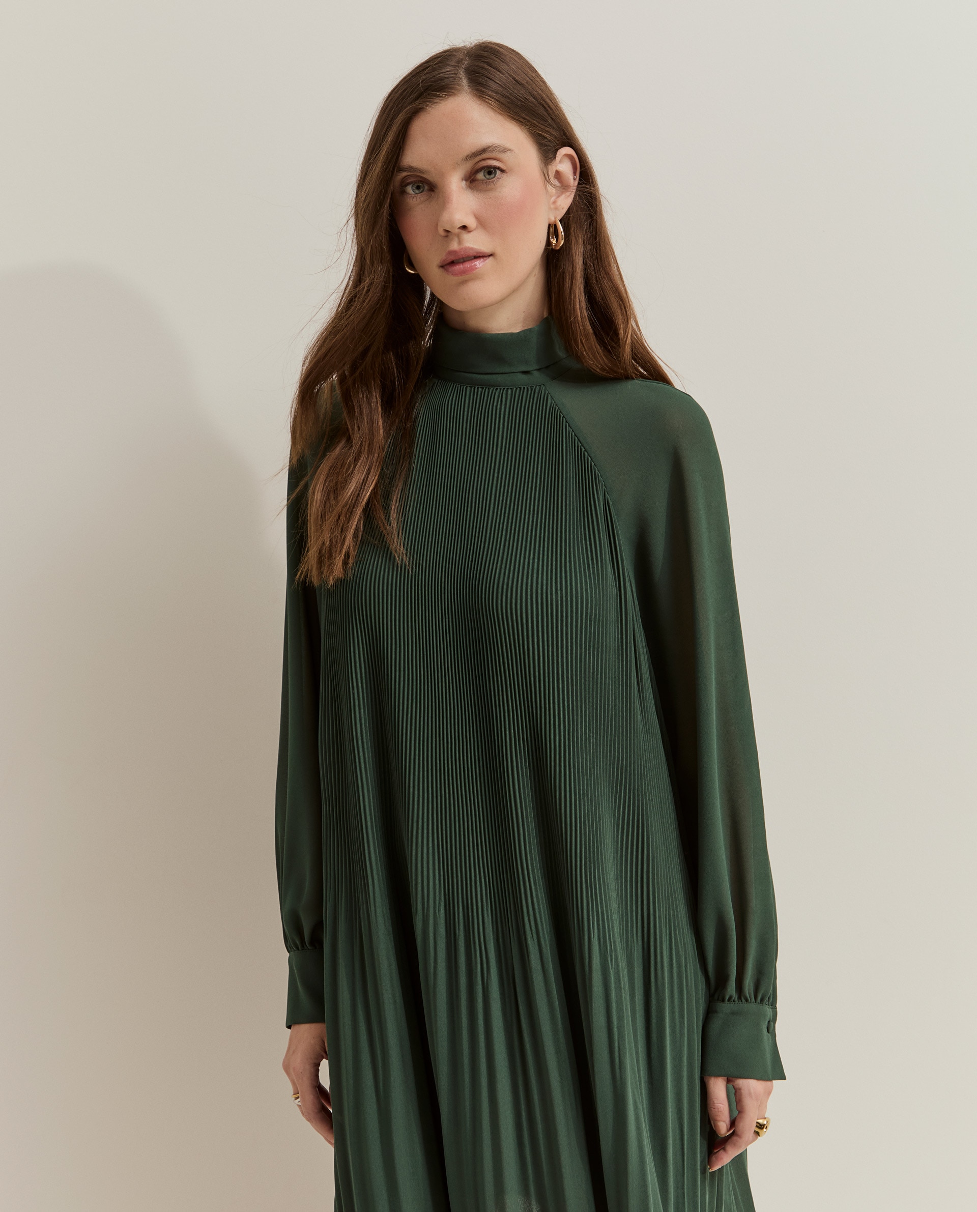 Vestido corto plisado - Lion of Porches - Verde oscuro Verde oscuro-2