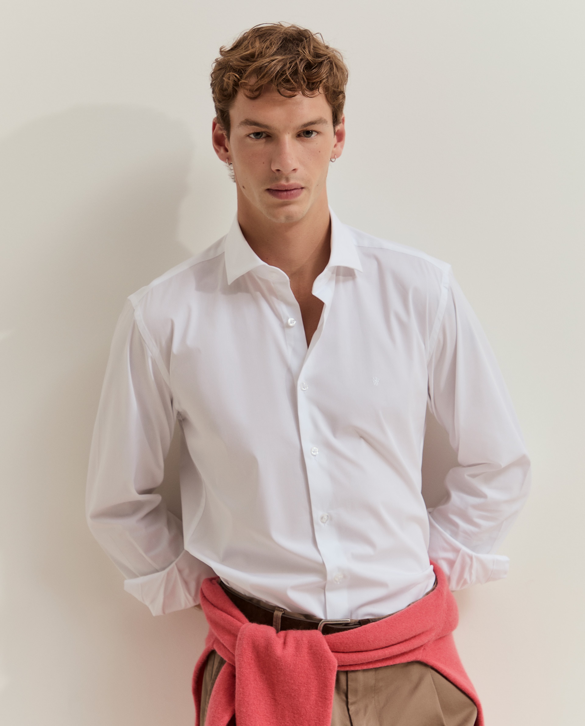 Camisa de algodón de hombre de corte ajustado - Lion of Porches - Blanco Blanco-2