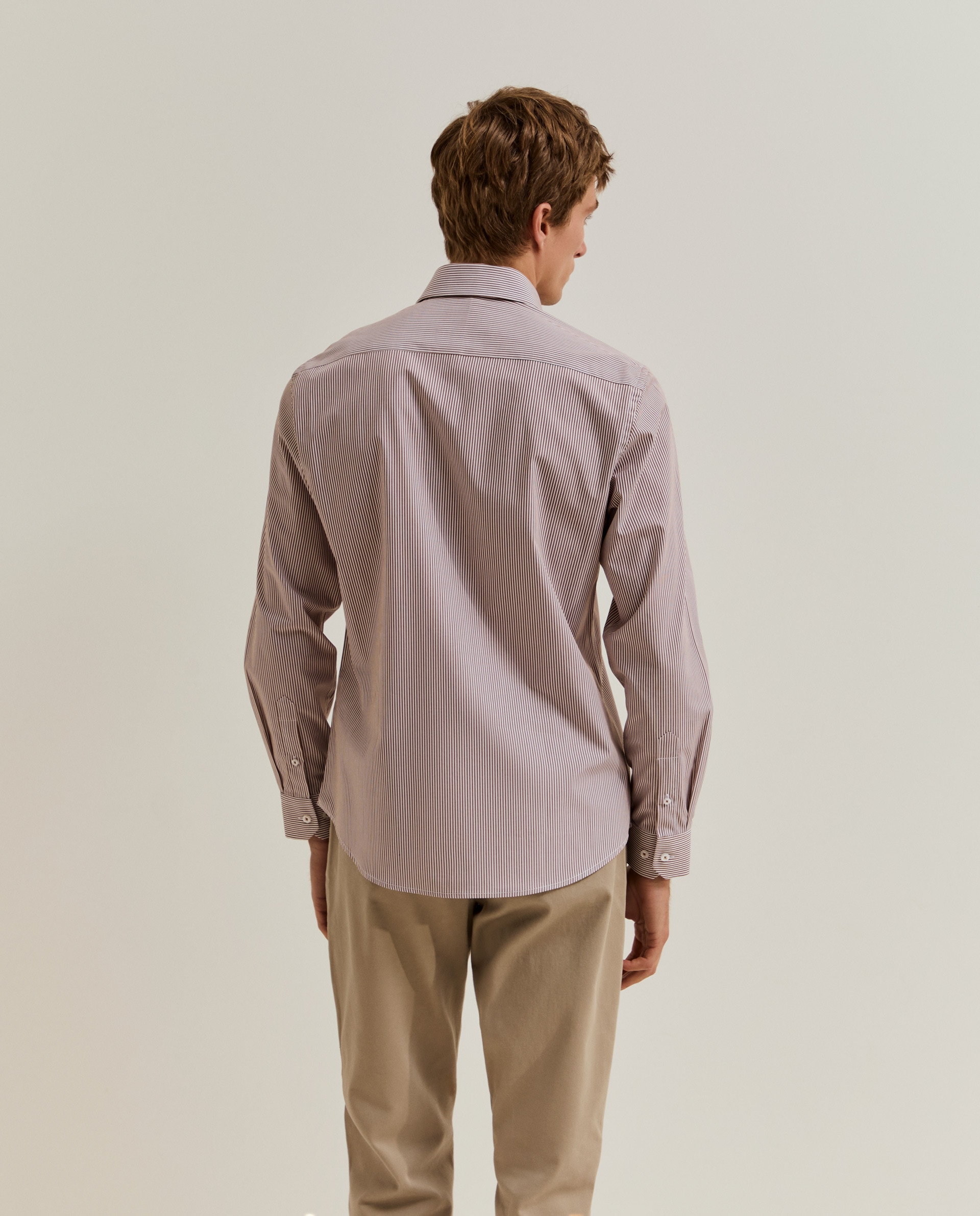 Camisa de hombre de corte slim fit con rayas - Lion of Porches - Crema Crema-3
