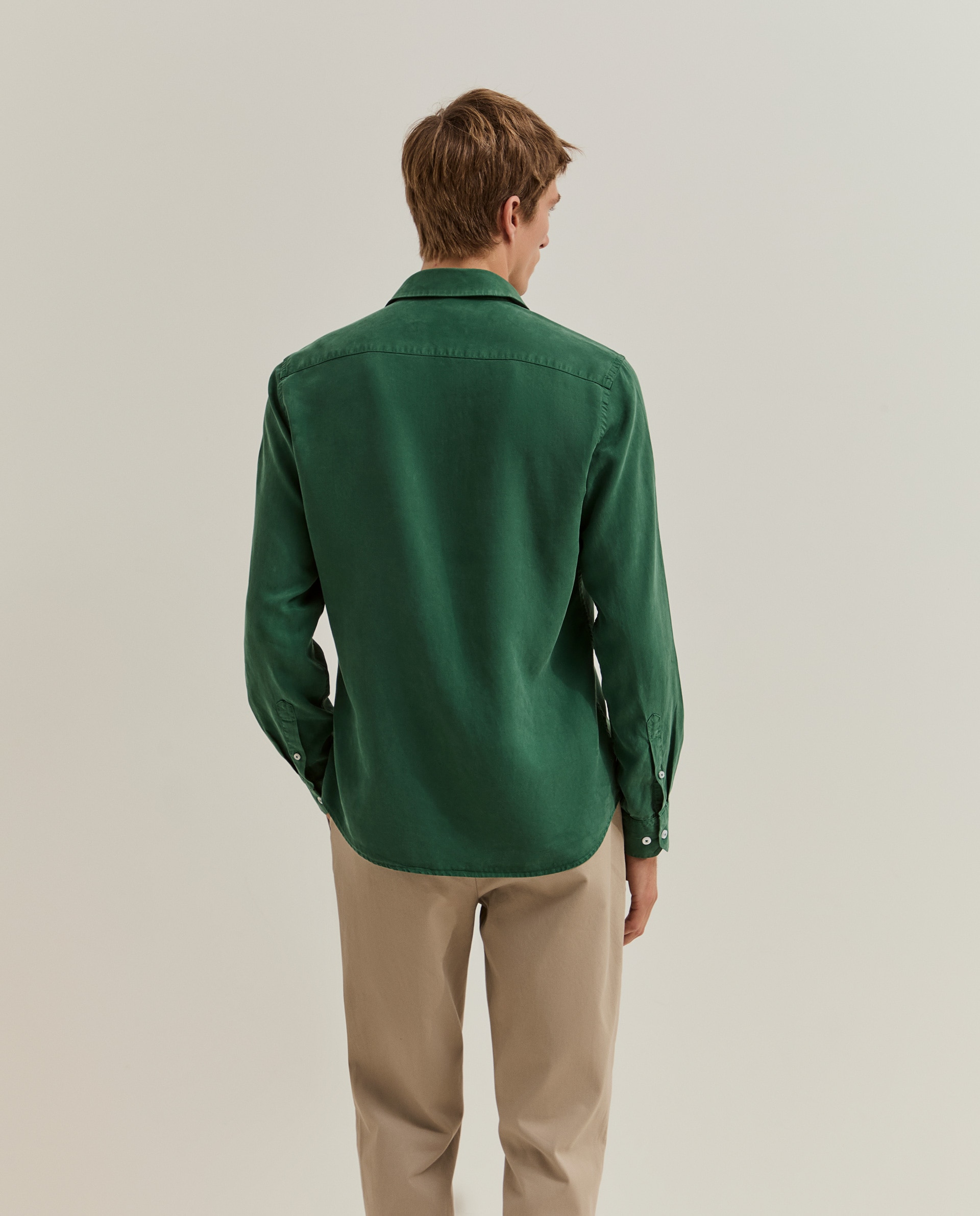 Camisa de hombre en lino e liocel de corte slim fit - Lion of Porches - Verde Verde-3