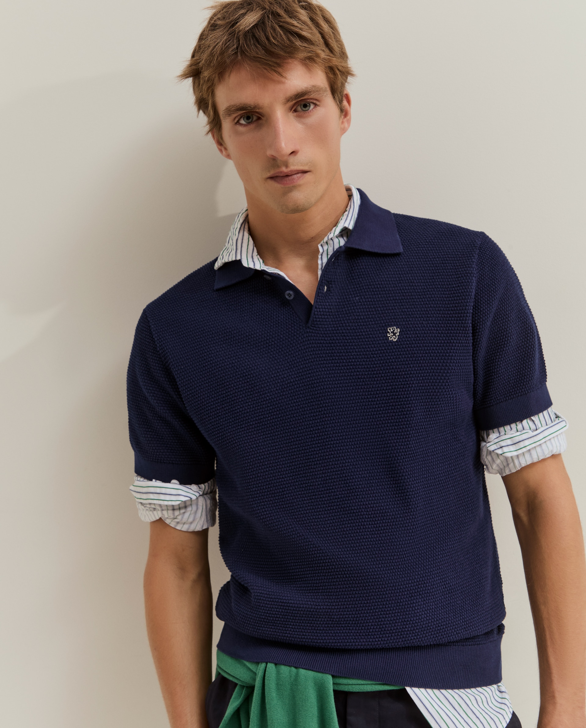 Imagen 2 de Polo de manga corta de hombre en punto texturizado - Lion of Porches - Azul Azul